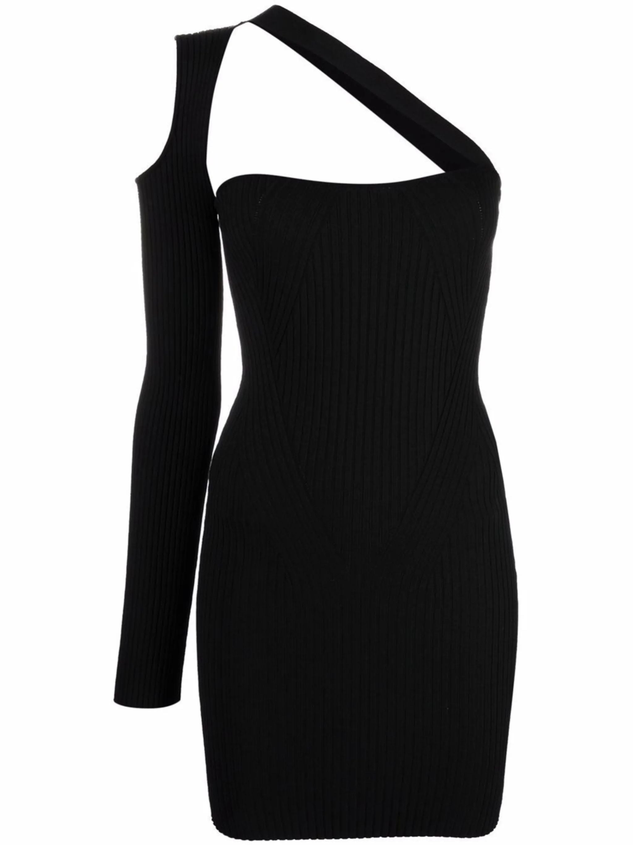 ANDREADAMO Ribbed-Knit Asymmetrical Mono Shoulder Mini Dress