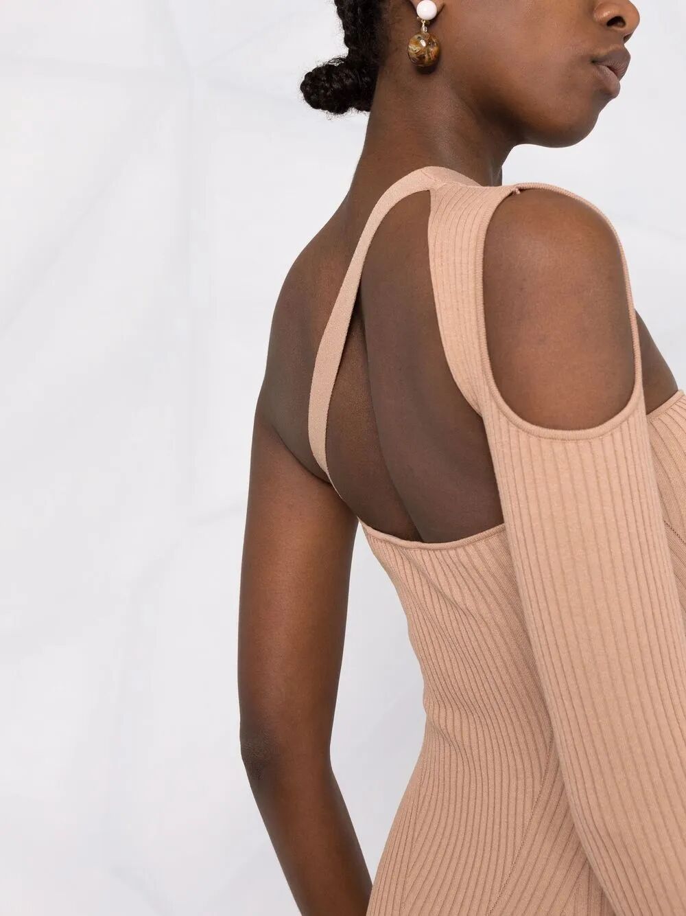 ANDREADAMO Ribbed-Knit Asymmetrical Mono Shoulder Mini Dress