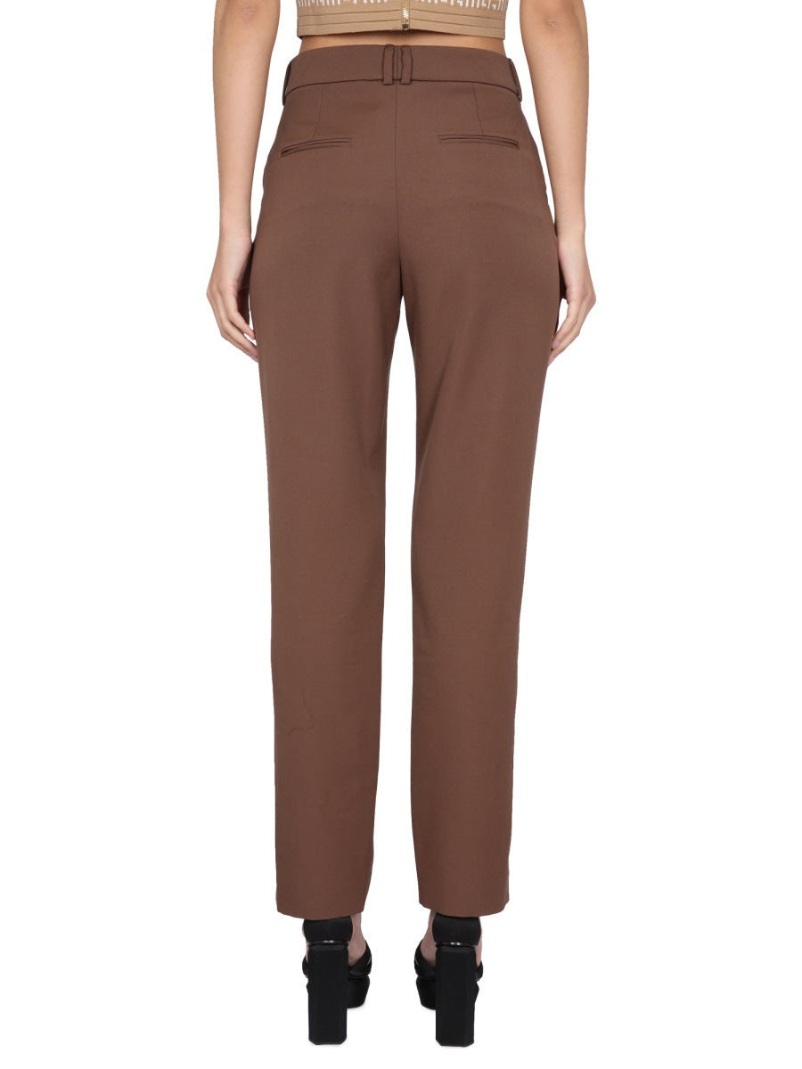 BALMAIN Elegant Wool Pants with Zipper and Button Closure