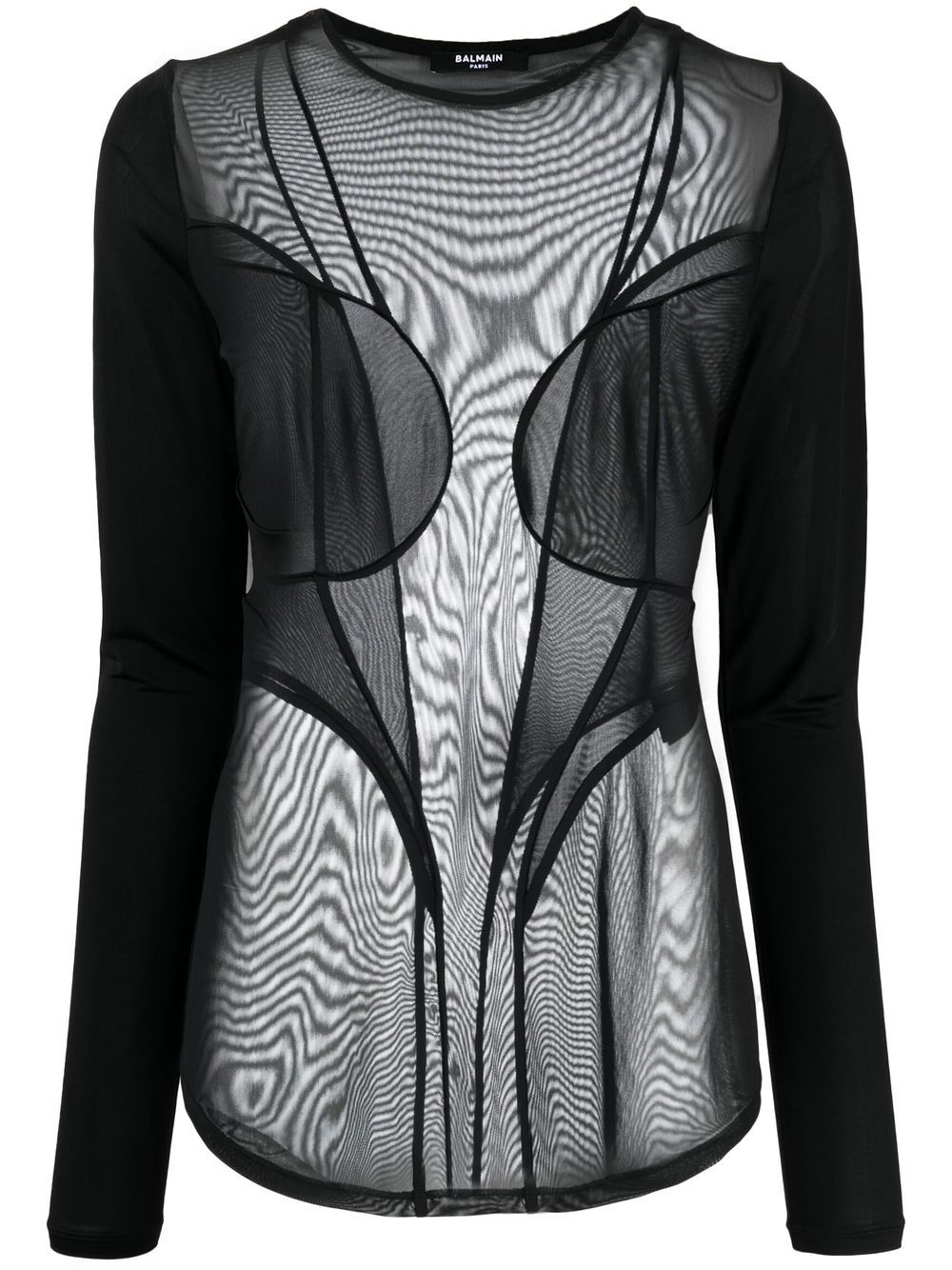 BALMAIN Avant-Garde Semi-Sheer Panelled Top