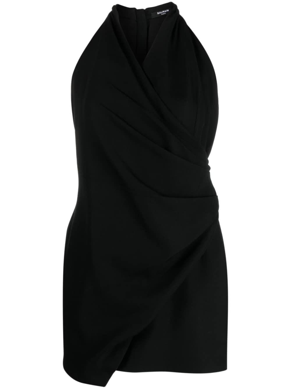 BALMAIN Asymmetric Draped Wrap Mini Dress