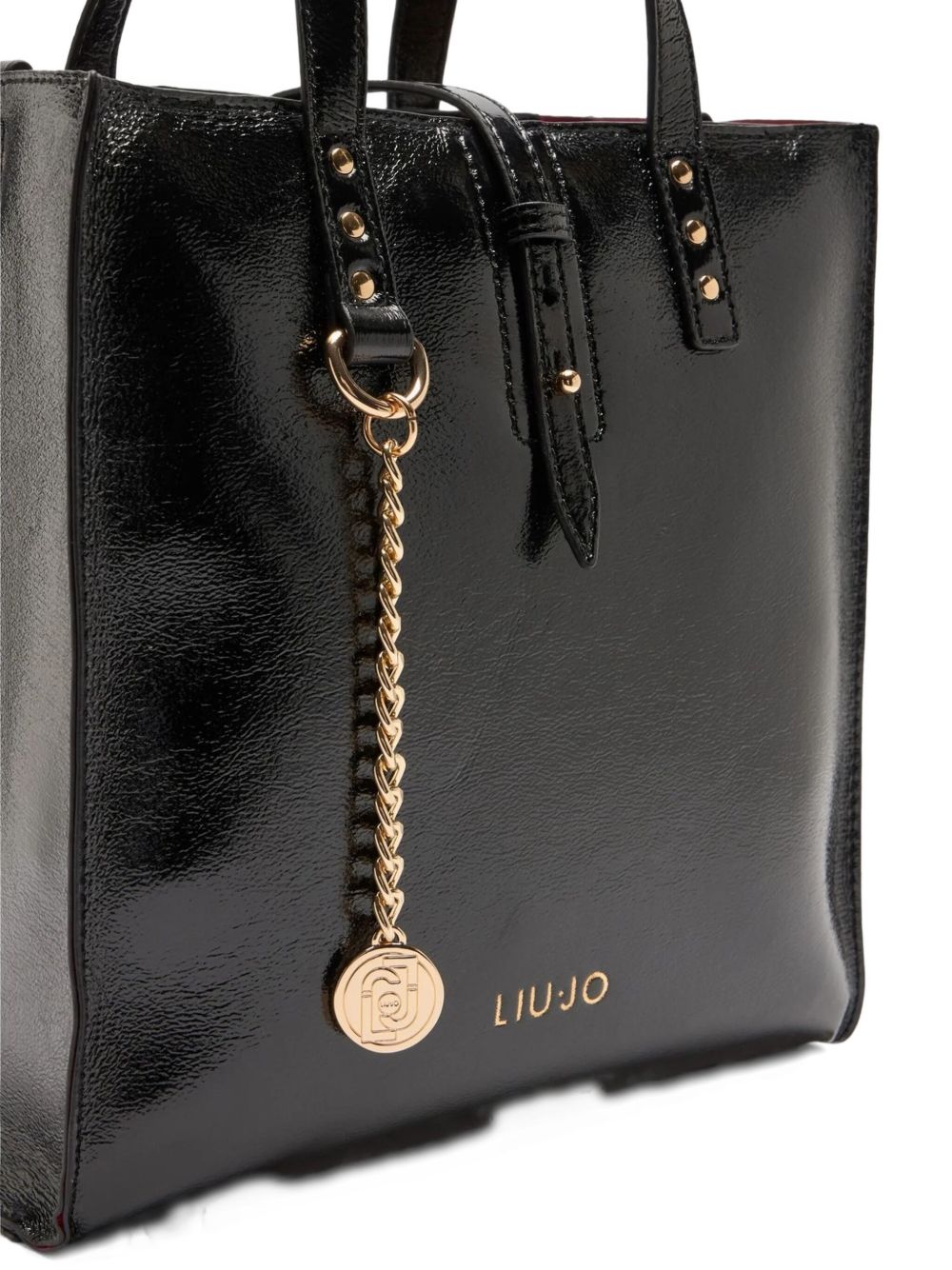 LIU JO Mini Patent Leather Handbag with Gold Studs