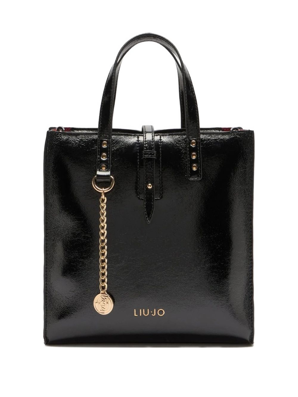 LIU JO Mini Patent Leather Handbag with Gold Studs