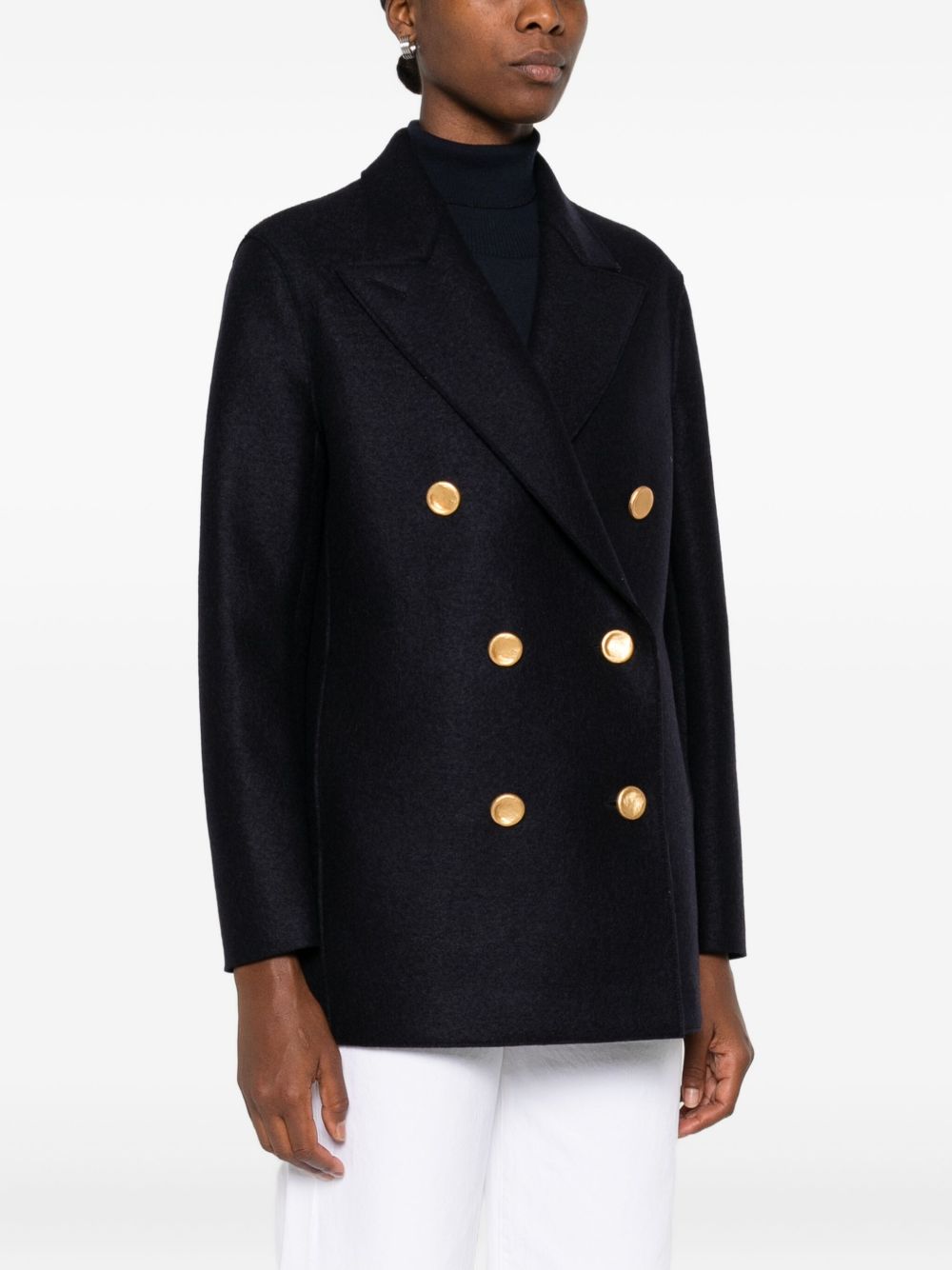 HARRIS WHARF LONDON Wool Double-Breasted Jacket with Gold Buttons for Women