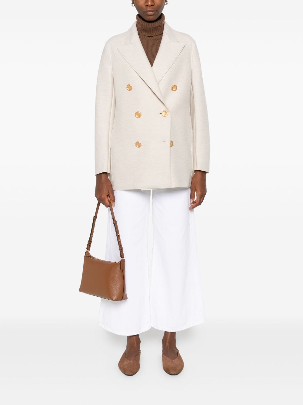 HARRIS WHARF LONDON Women's Double-Breasted Wool Jacket with Gold Buttons