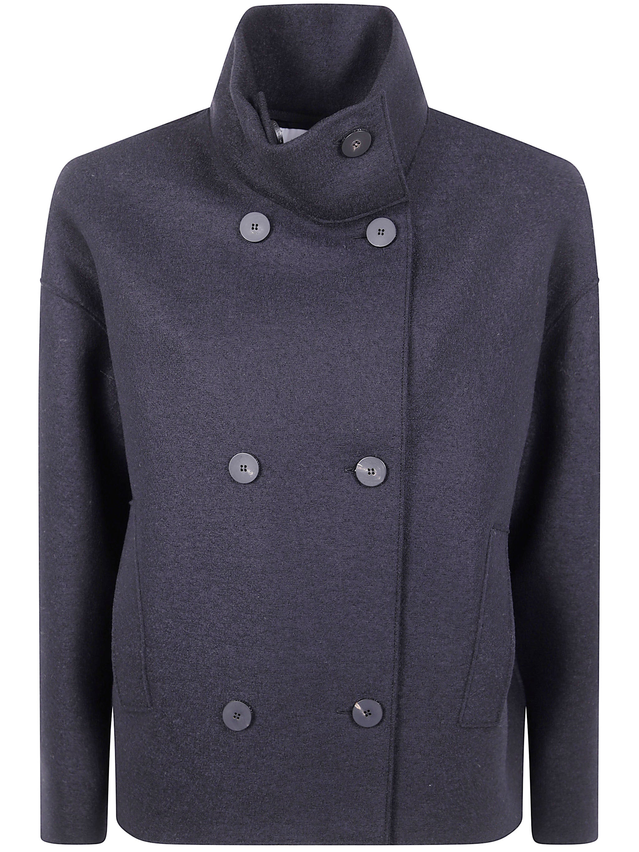 HARRIS WHARF LONDON Women's Cropped Funnel Jacket in Pressed Wool