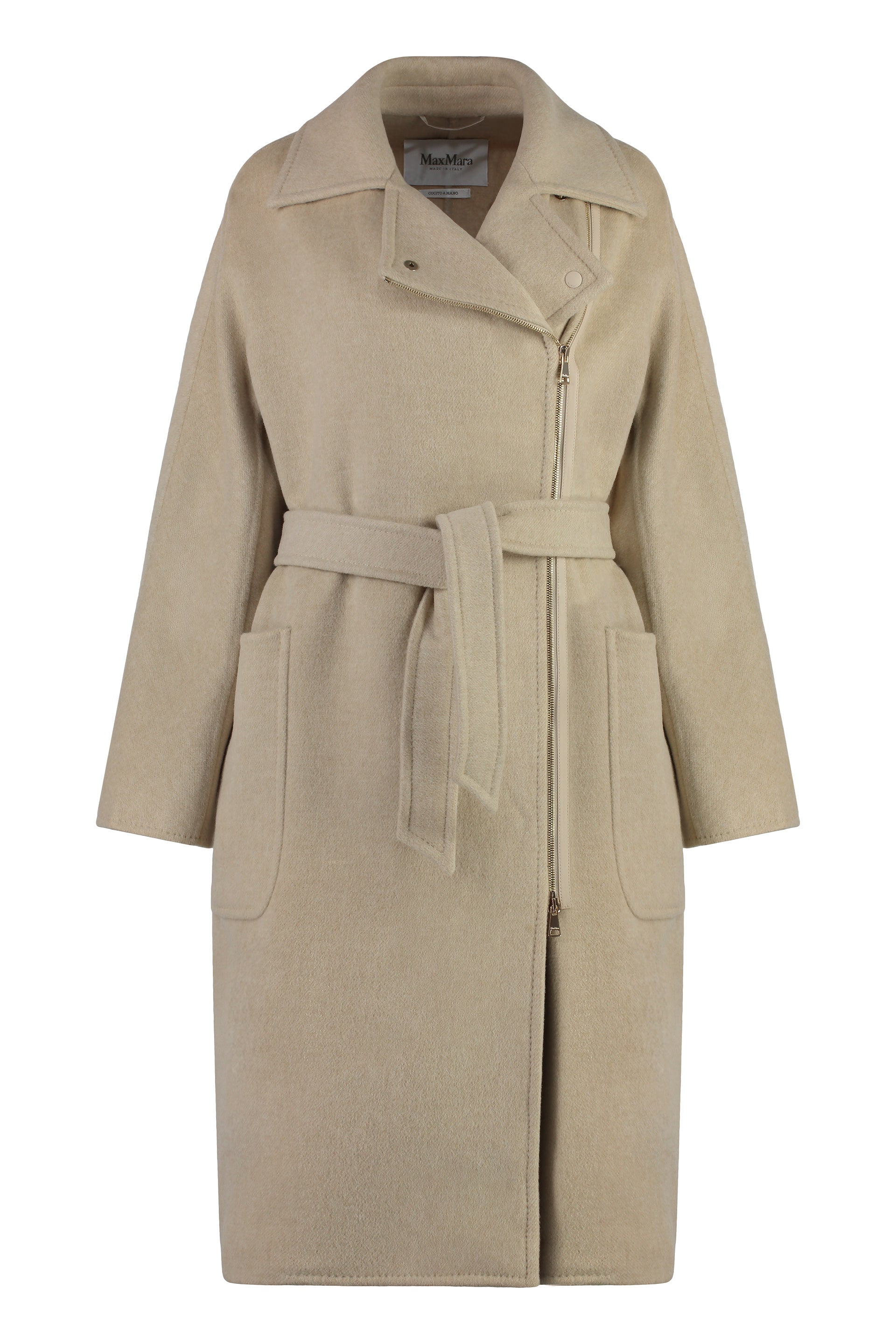 MAX MARA Wool Jacket with Lapel Collar and Coordinated Waist Belt