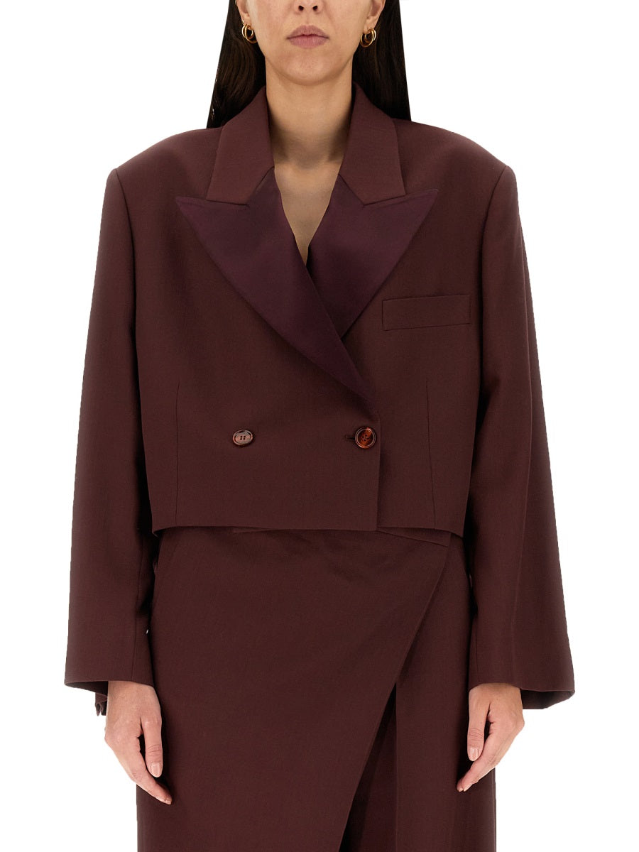 ACNE STUDIOS Wool Blend Jacket with Peaked Lapels and Button Closure