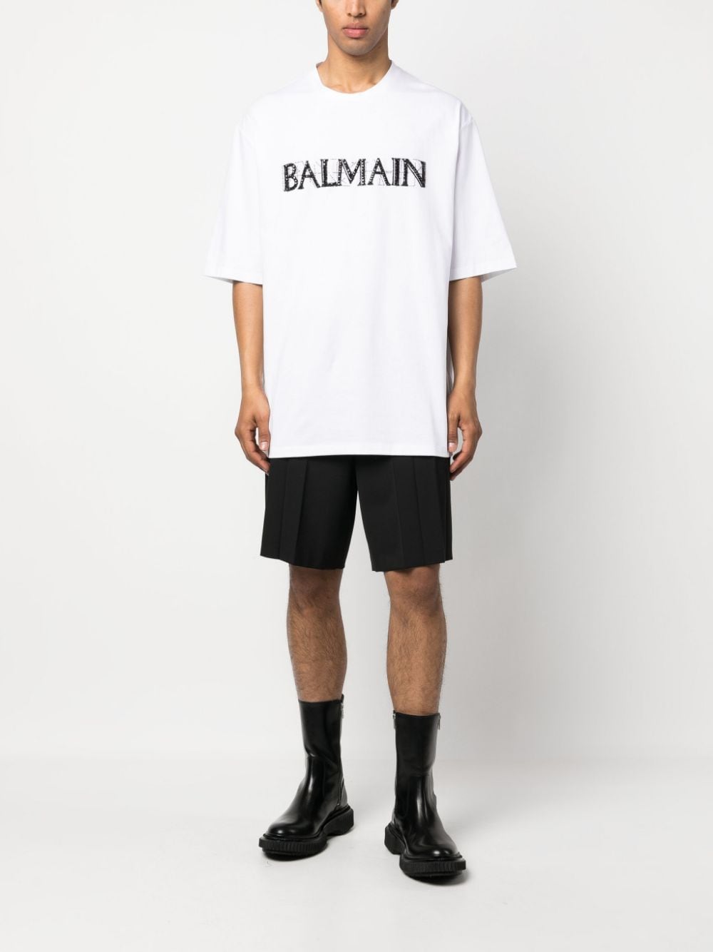 BALMAIN Sparkling Crystal Logo T-Shirt