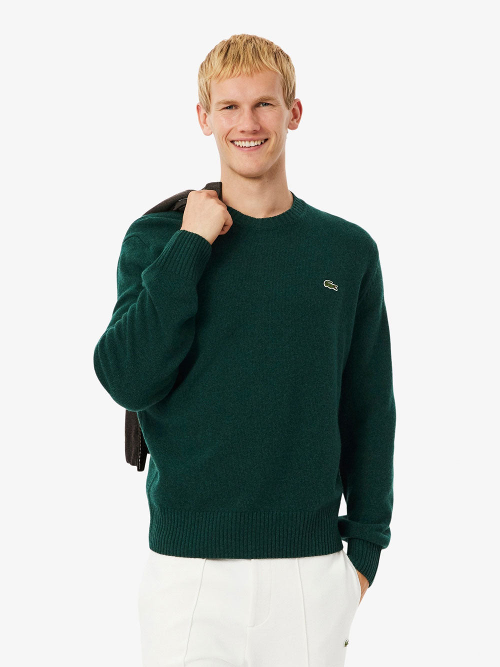 LACOSTE Classic Wool Crew Neck Sweater for Men