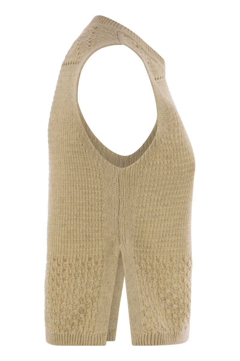 MC2 SAINT BARTH Sleeveless Crochet Knit and Mesh Mini Top