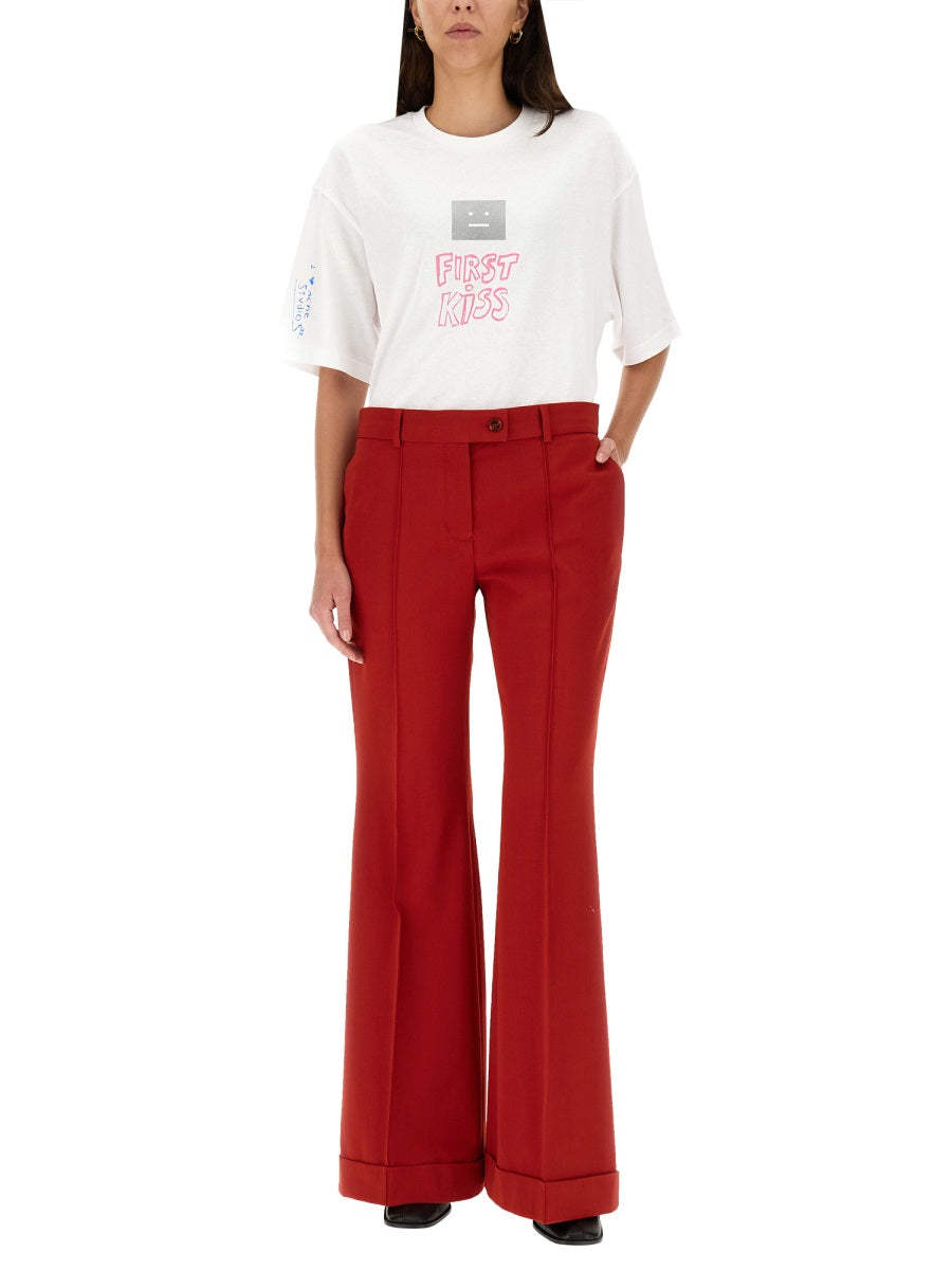 ACNE STUDIOS Wool Blend Pants with Button Closure for Women