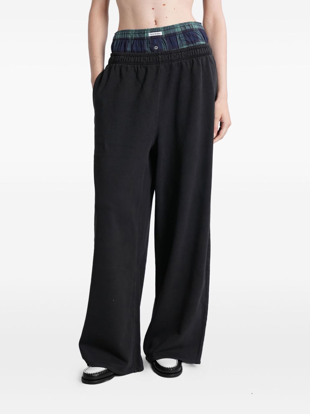ACNE STUDIOS Women's Fabric Trousers with Elasticated Waistband and Plaid Panel