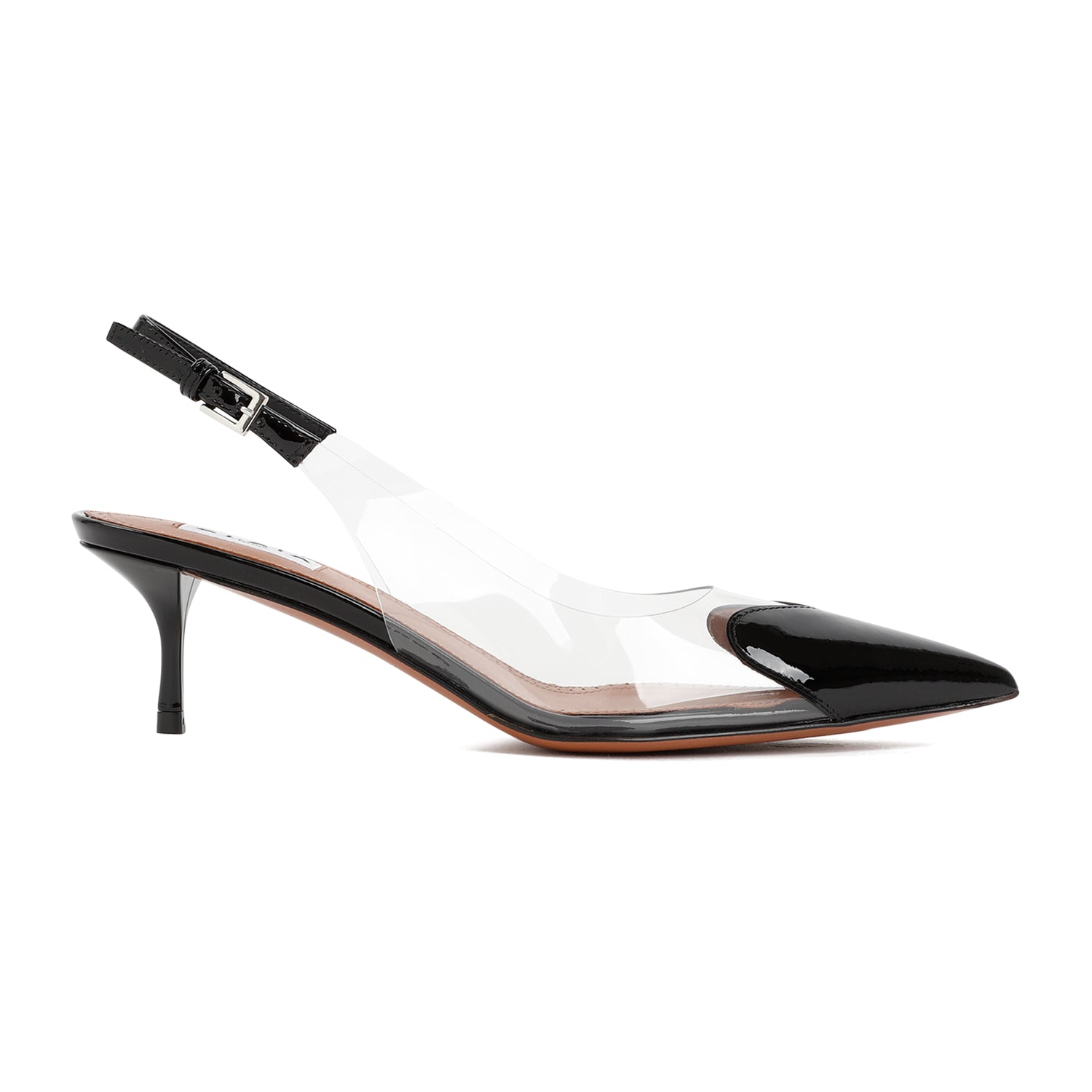 ALAÏA Kitten Heel Slingbacks with Heart Cutout and Transparent Inserts