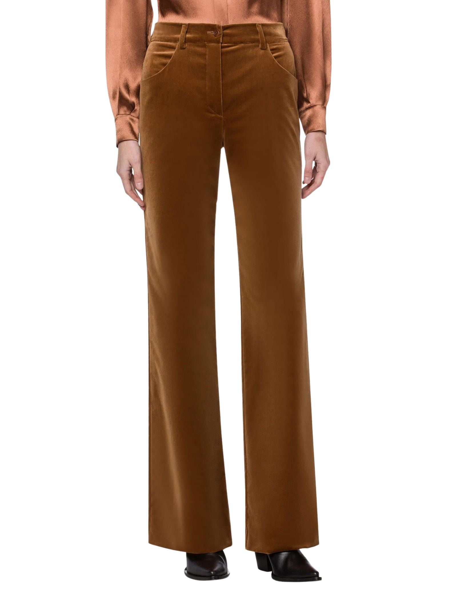 ALBERTA FERRETTI Low-Waisted Velvet Trousers for Women