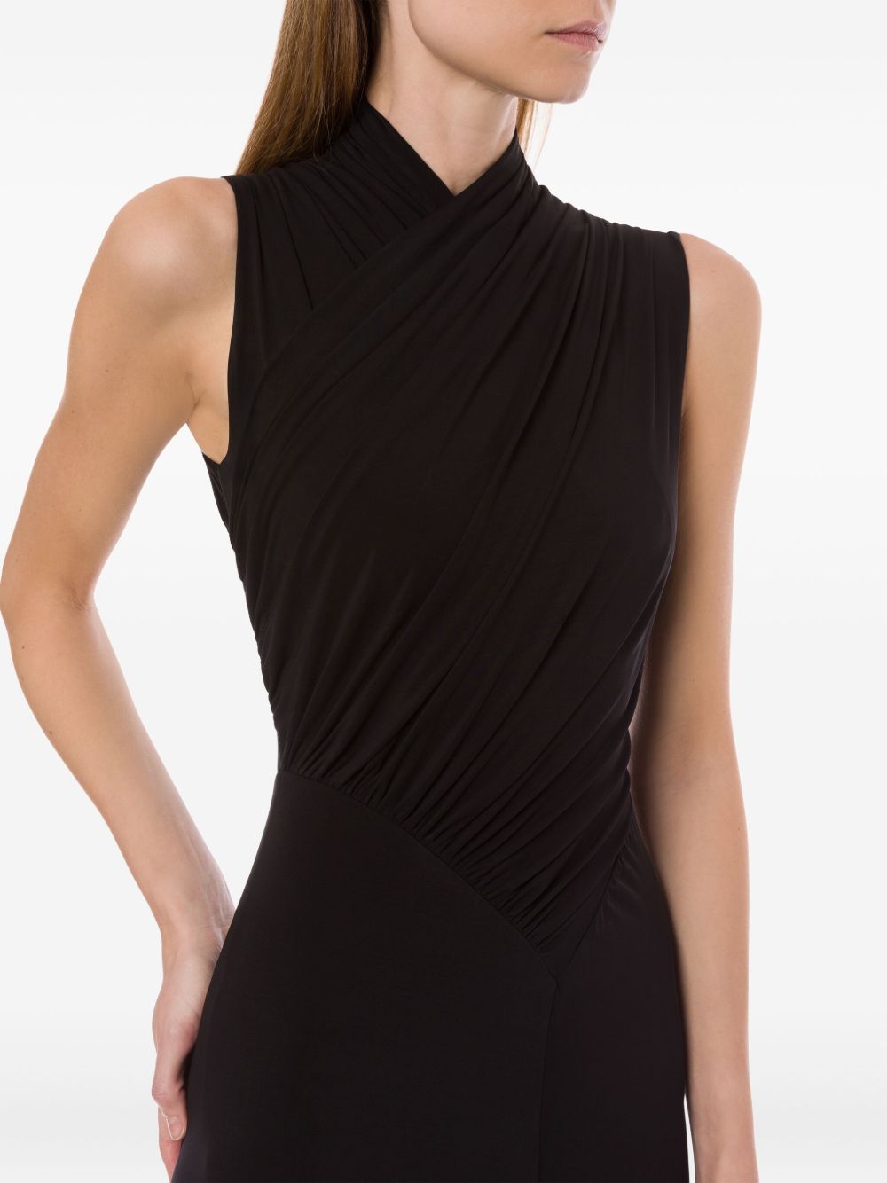 ALBERTA FERRETTI Draped Wrap Long Fitted Dress for Elegant Occasions