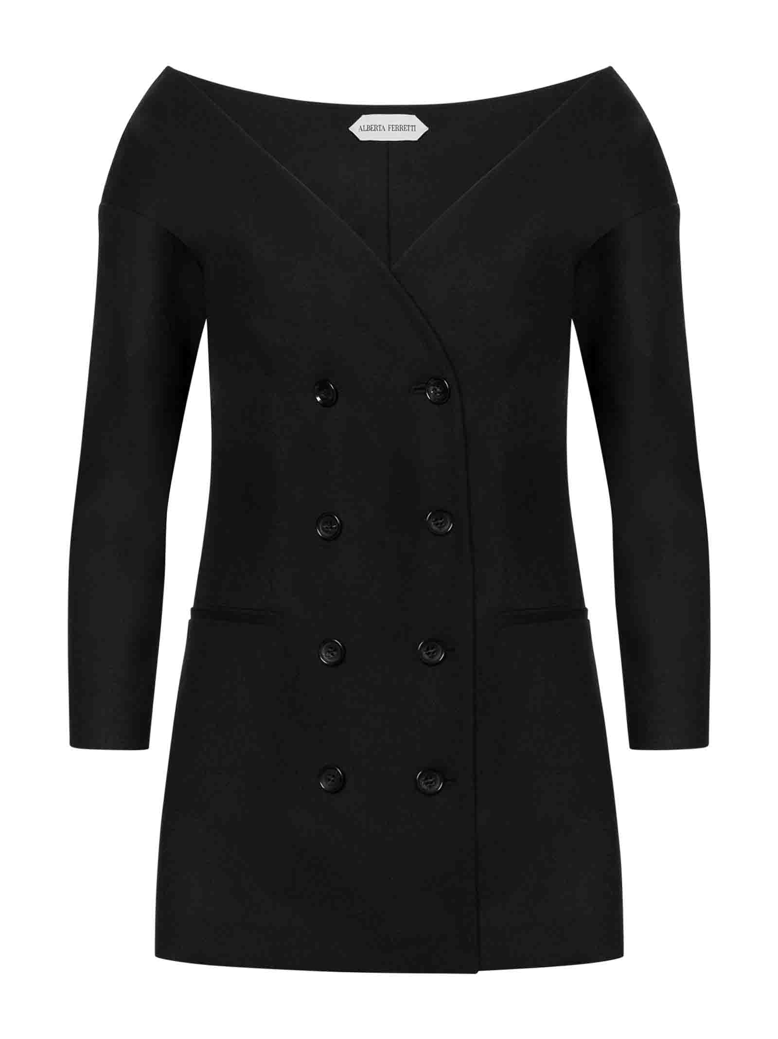 ALBERTA FERRETTI Double-Breasted Off-the-Shoulder Blazer
