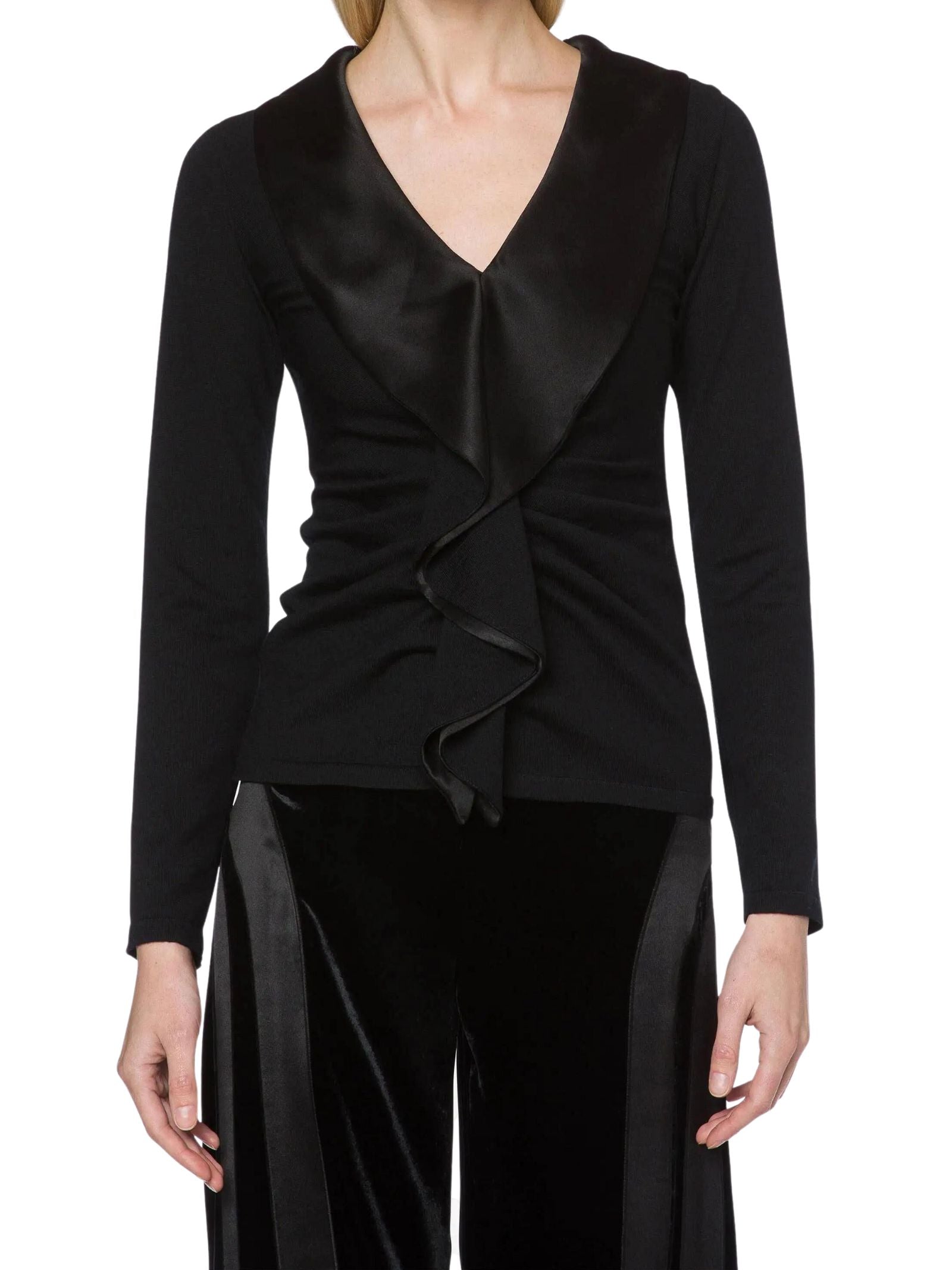 ALBERTA FERRETTI Elegant Ruffle Detail Sweater