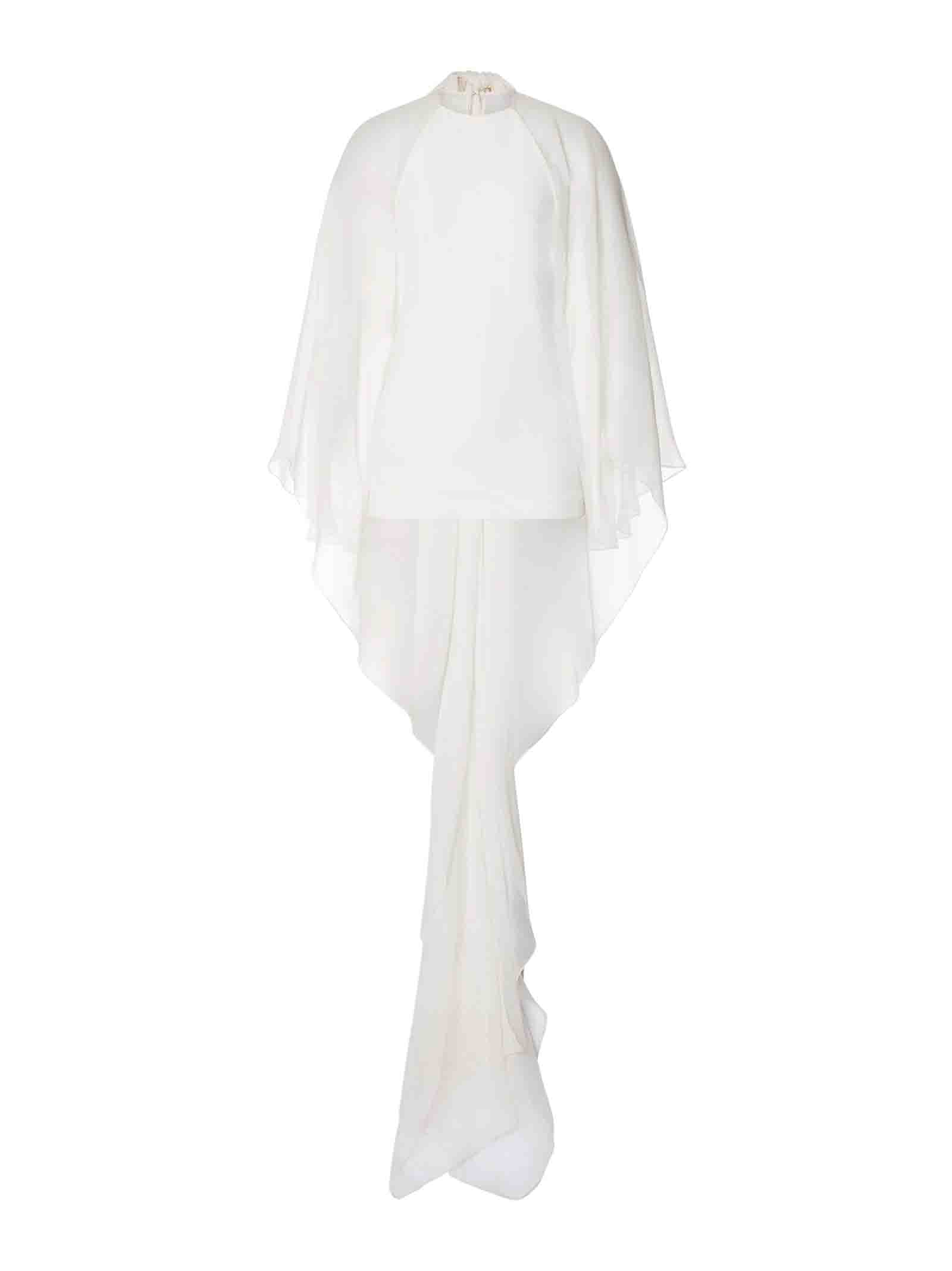 ALBERTA FERRETTI Asymmetric Blouse with Chiffon Cape Sleeves - Women
