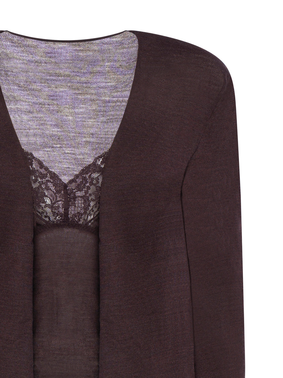 ALBERTA FERRETTI Elegant V-Neck Sweater with Lace Insert - Women's Size Available