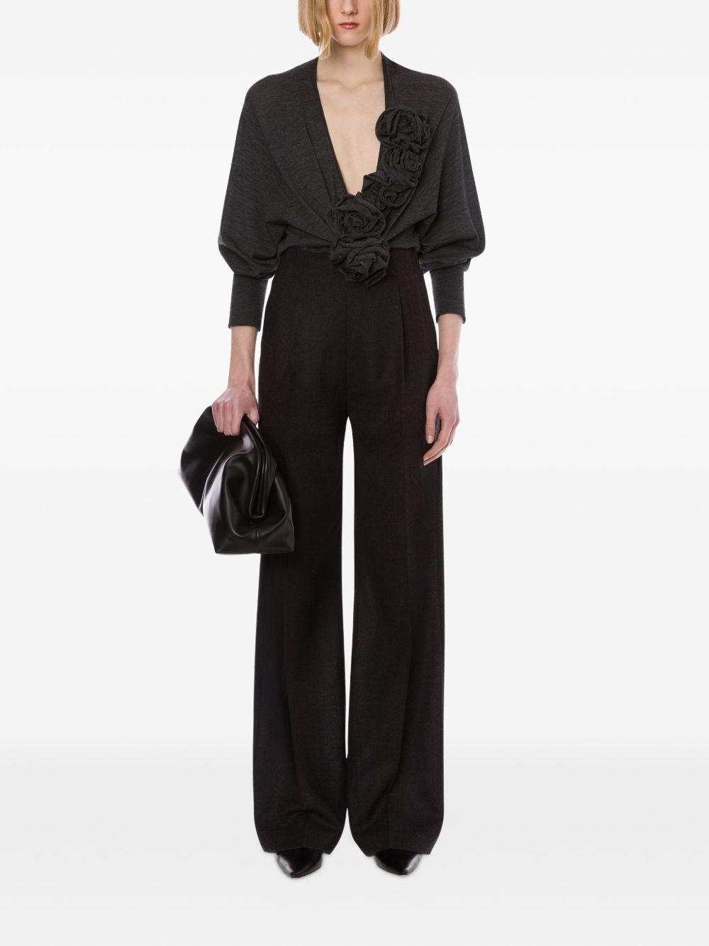 ALBERTA FERRETTI Elegant 3D Floral Embroidered Sweater for Women - FW25