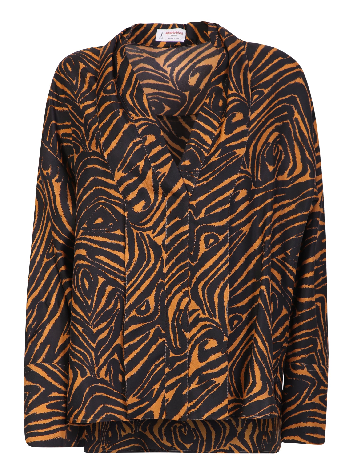 ALBERTO BIANI Bold Zebra Print Silk Shirt for Women