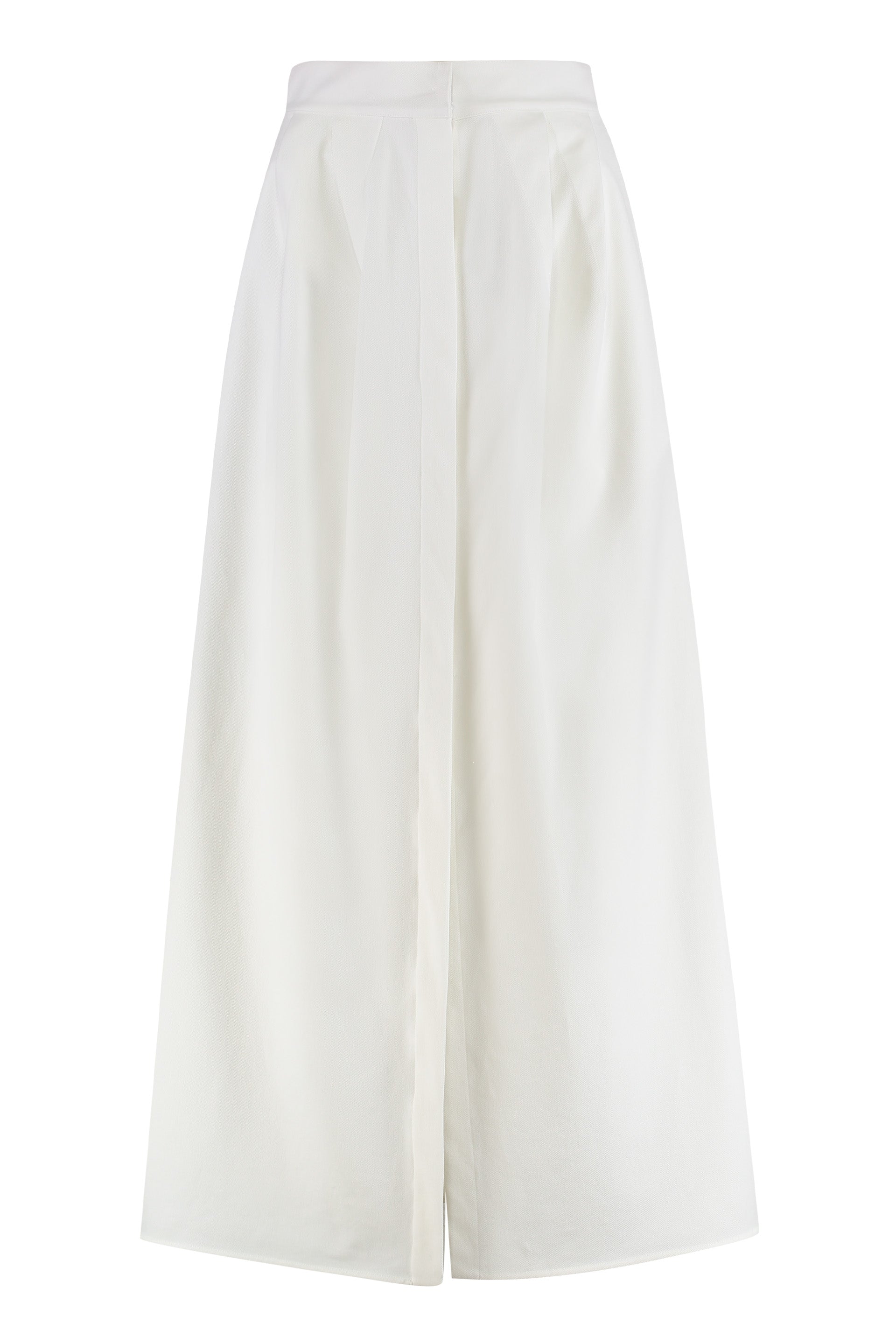 MAX MARA Stretch Gabardine Skirt with Wide Front Pleats