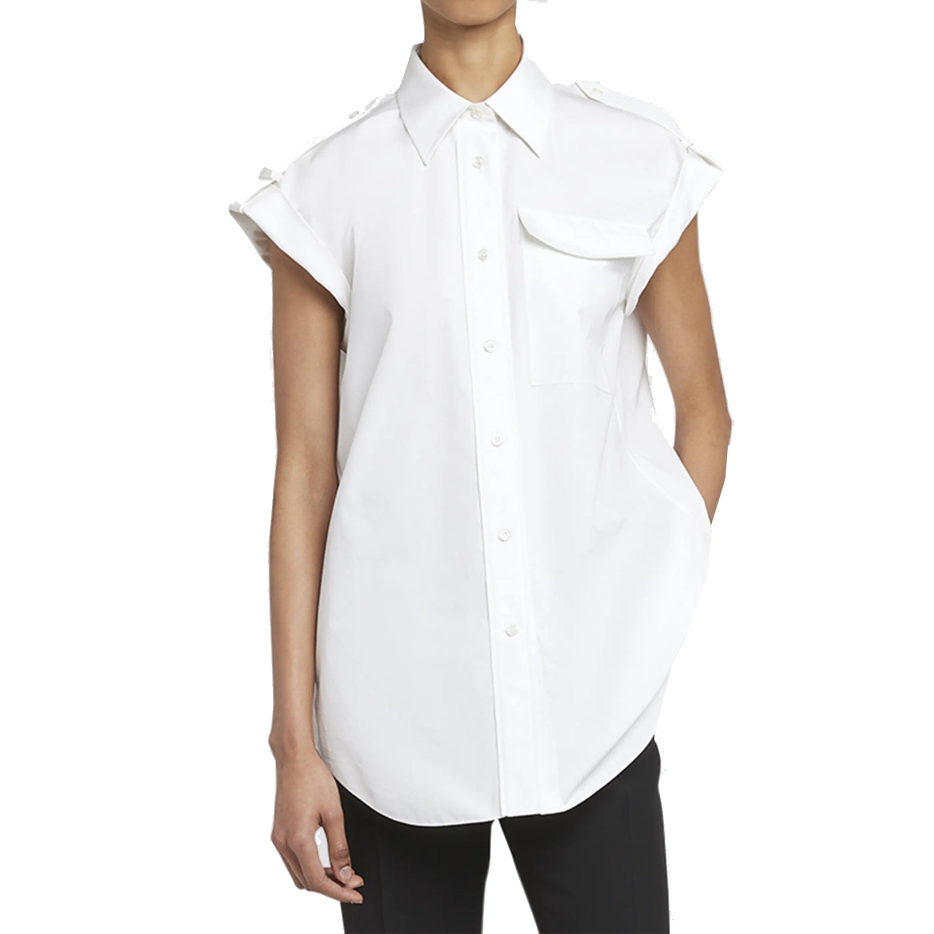 ALEXANDER MCQUEEN Sleeveless Cotton Shirt for Women - Fall Winter 24/25
