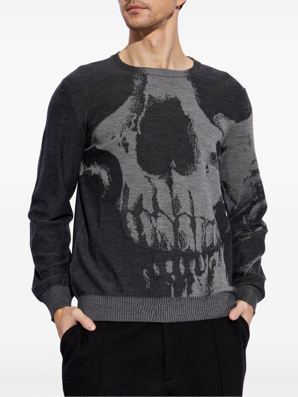 ALEXANDER MCQUEEN Skull Intarsia Sweater for Men - Spring Summer 25