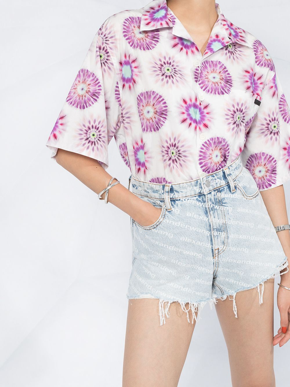 ALEXANDER WANG High-Waisted Frayed Edge Denim Shorts