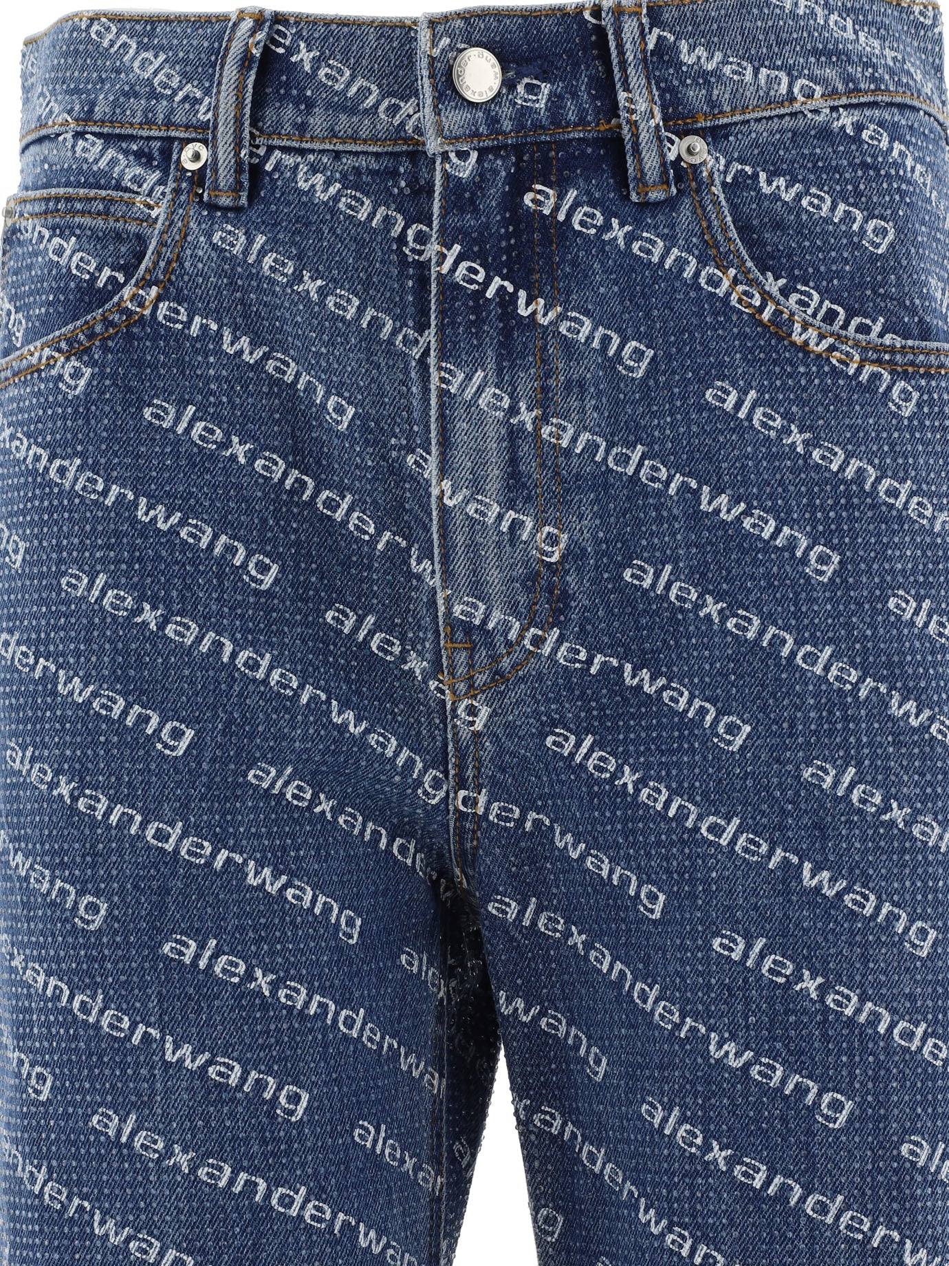 ALEXANDER WANG Relaxed Fit Jeans with Logo Crystal Hotfix