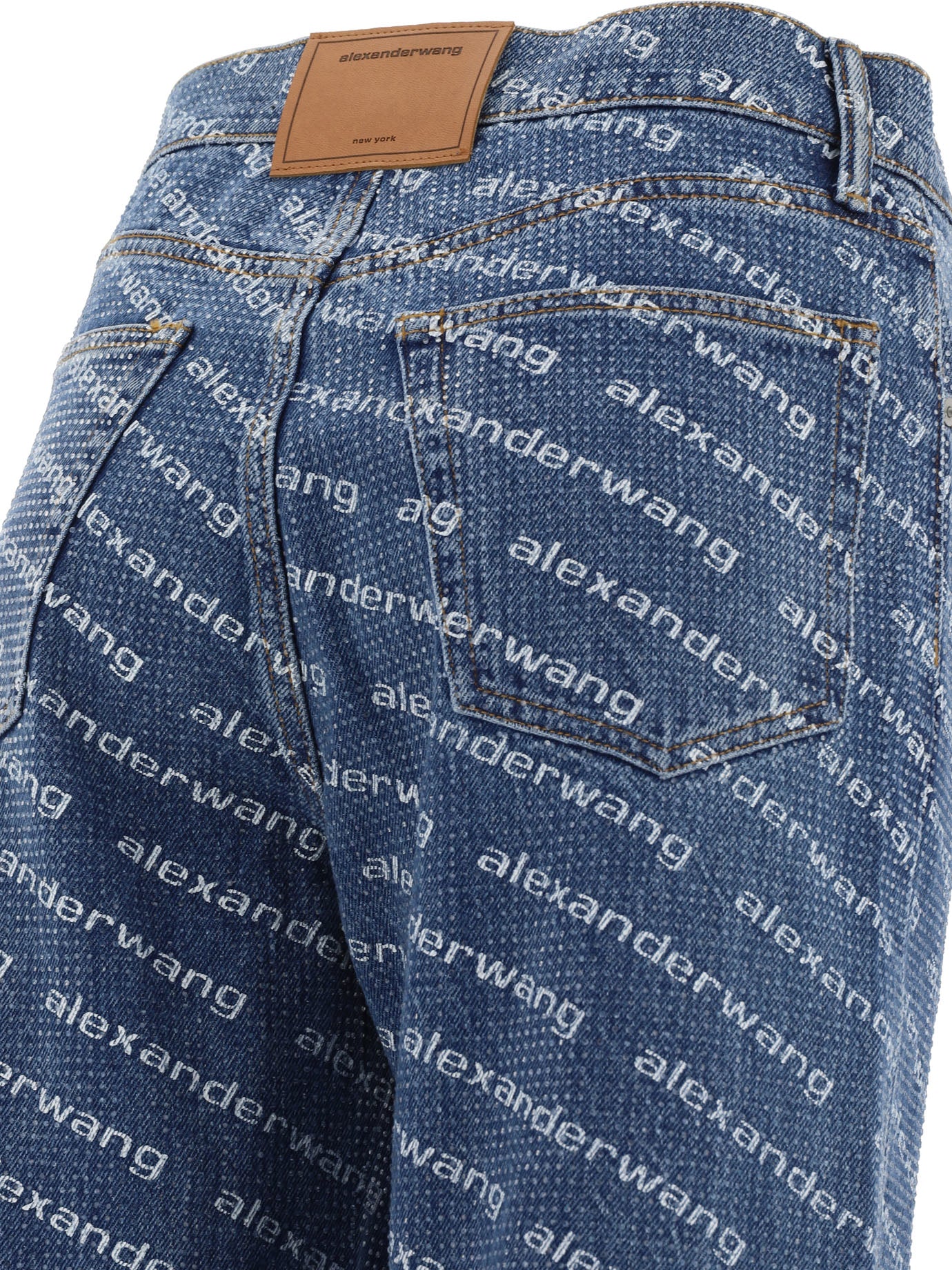 ALEXANDER WANG Relaxed Fit Jeans with Logo Crystal Hotfix