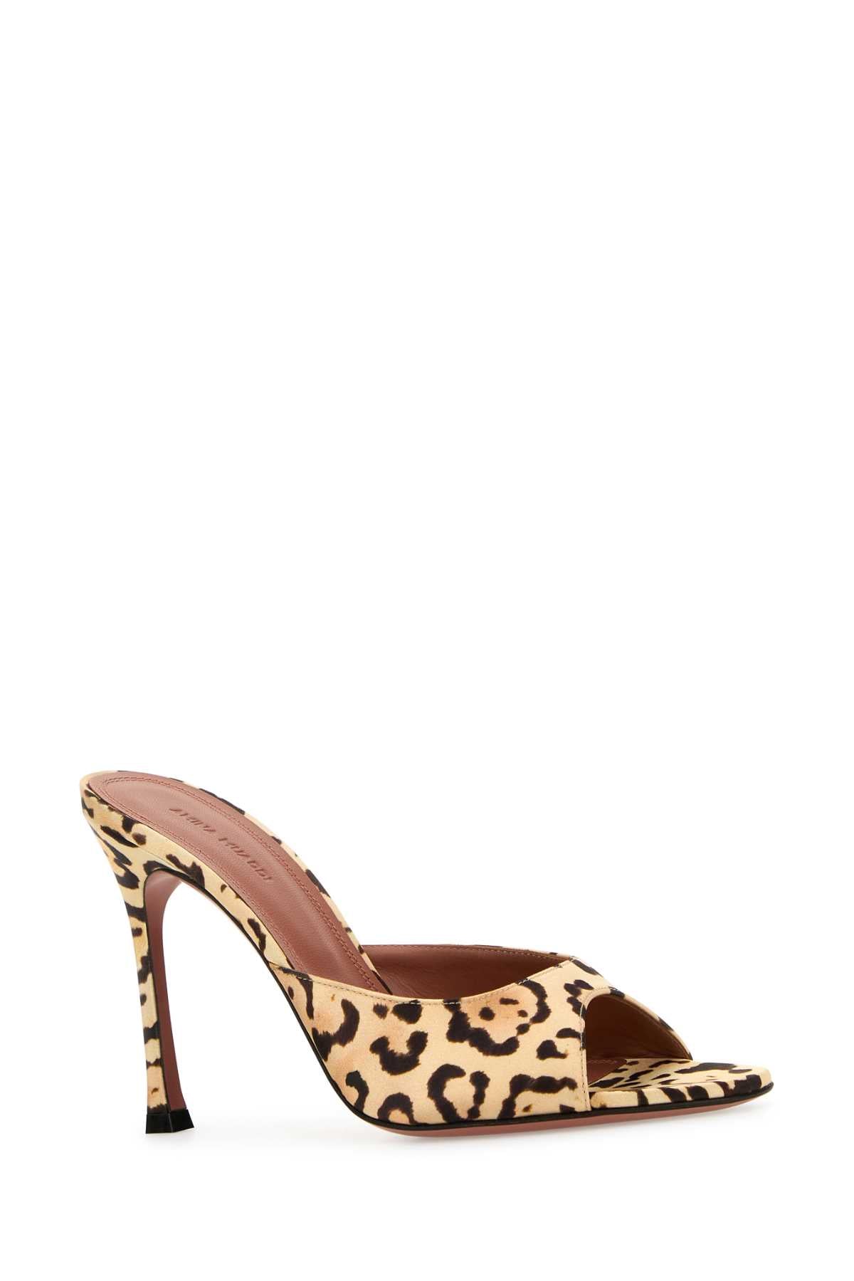 AMINA MUADDI Alexa Mini Satin Animal Print Flat