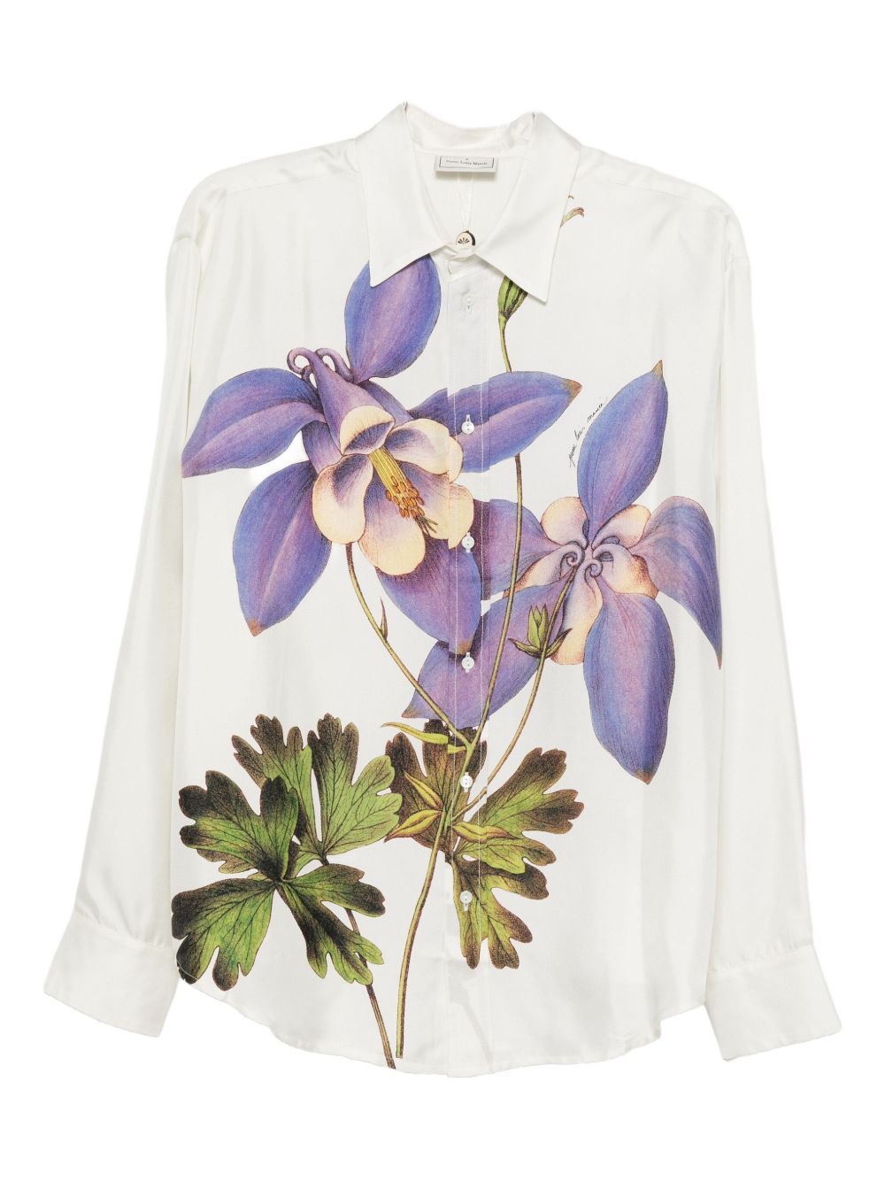PIERRE LOUIS MASCIA Floral Print Silk Shirt with Long Sleeves