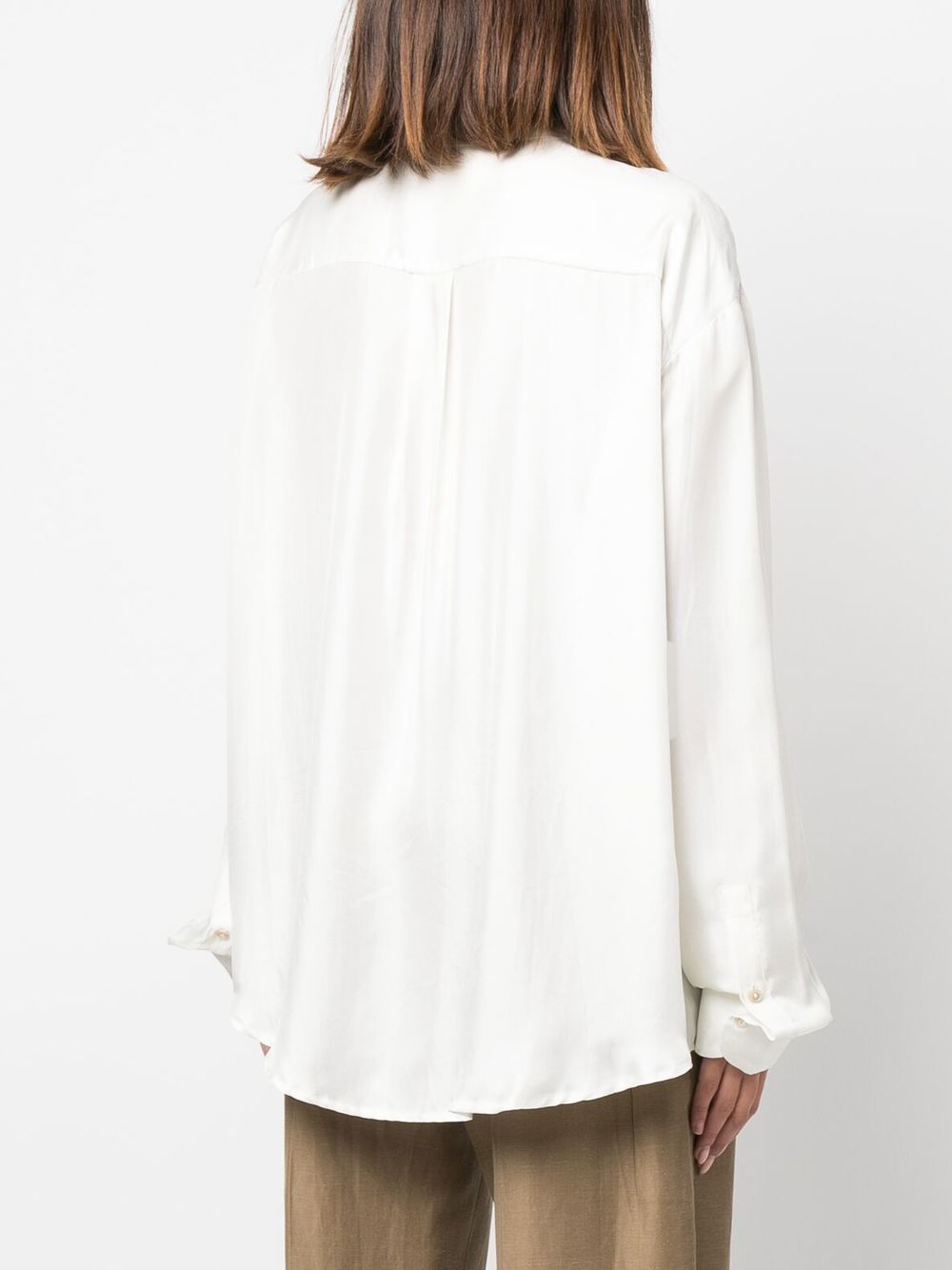 PIERRE LOUIS MASCIA Silk Floral Print Blouse with Classic Collar