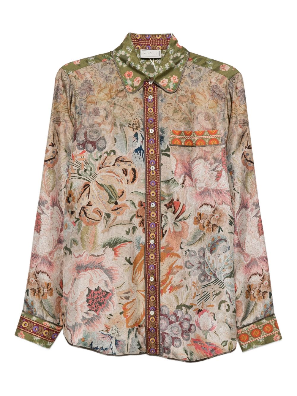 PIERRE LOUIS MASCIA Printed Silk Long Sleeve Shirt