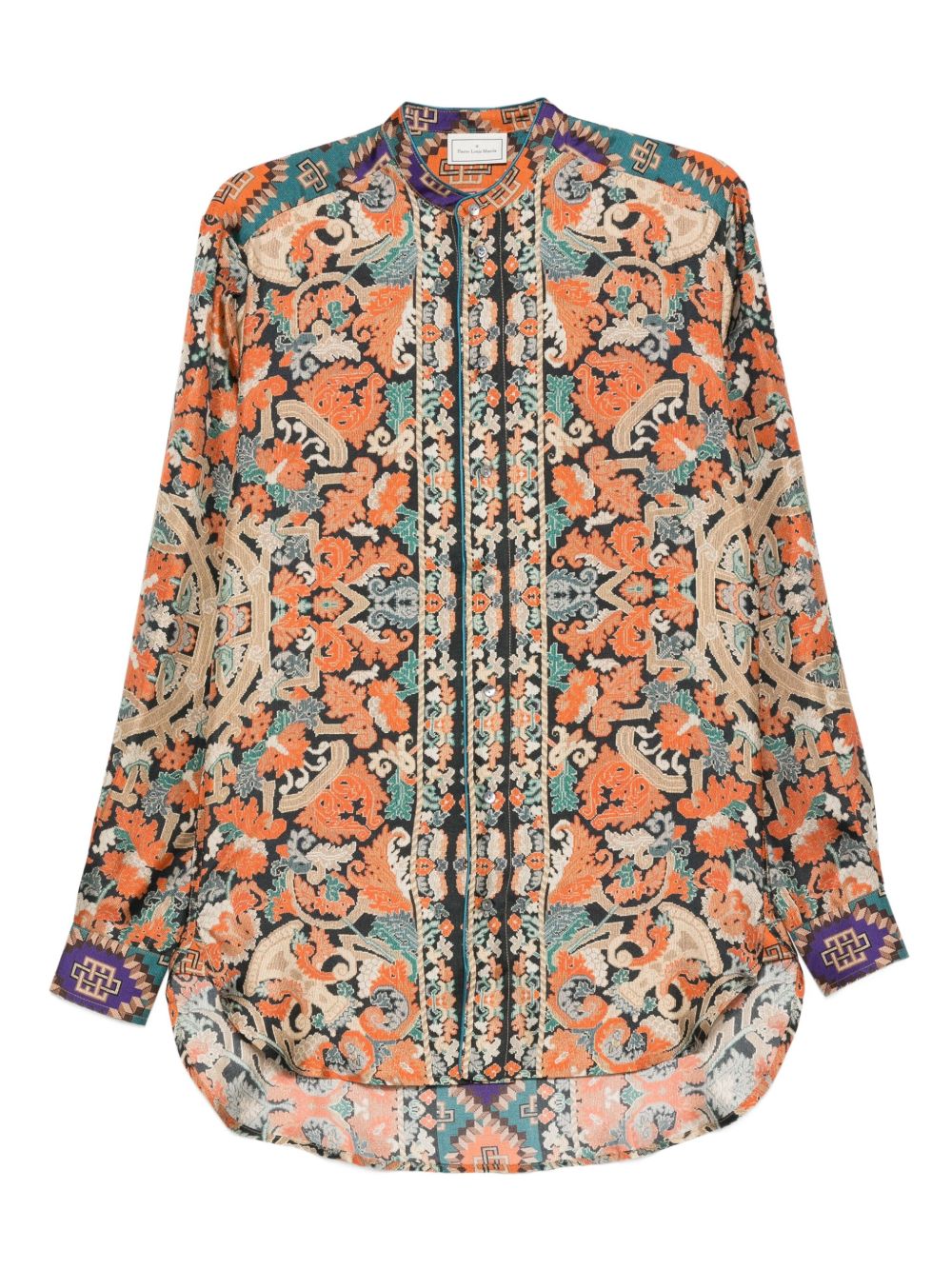 PIERRE LOUIS MASCIA Printed Silk Shirt with Mandarin Collar for Women