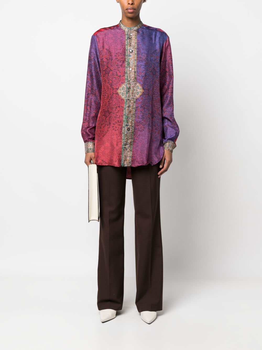 PIERRE LOUIS MASCIA Printed Silk Shirt with Front Button Closure