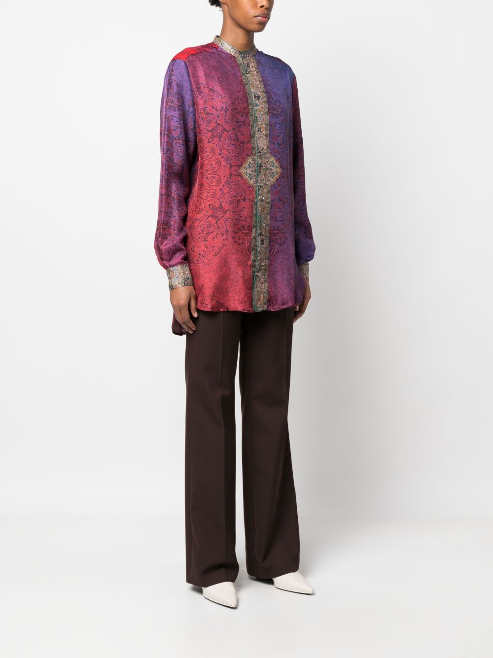PIERRE LOUIS MASCIA Printed Silk Shirt with Front Button Closure
