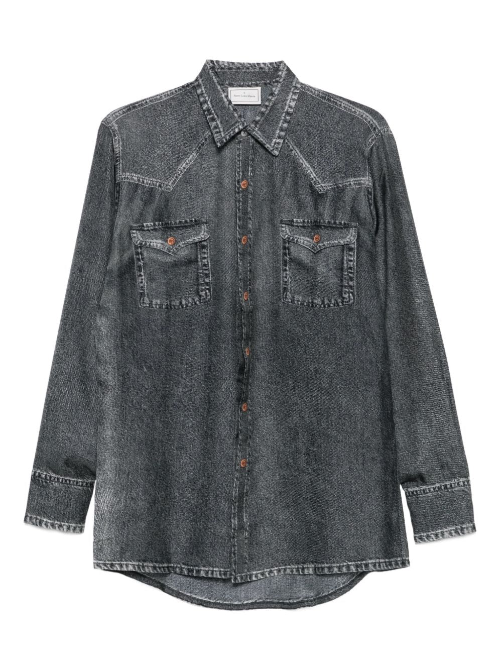 PIERRE LOUIS MASCIA Denim Print Silk Shirt