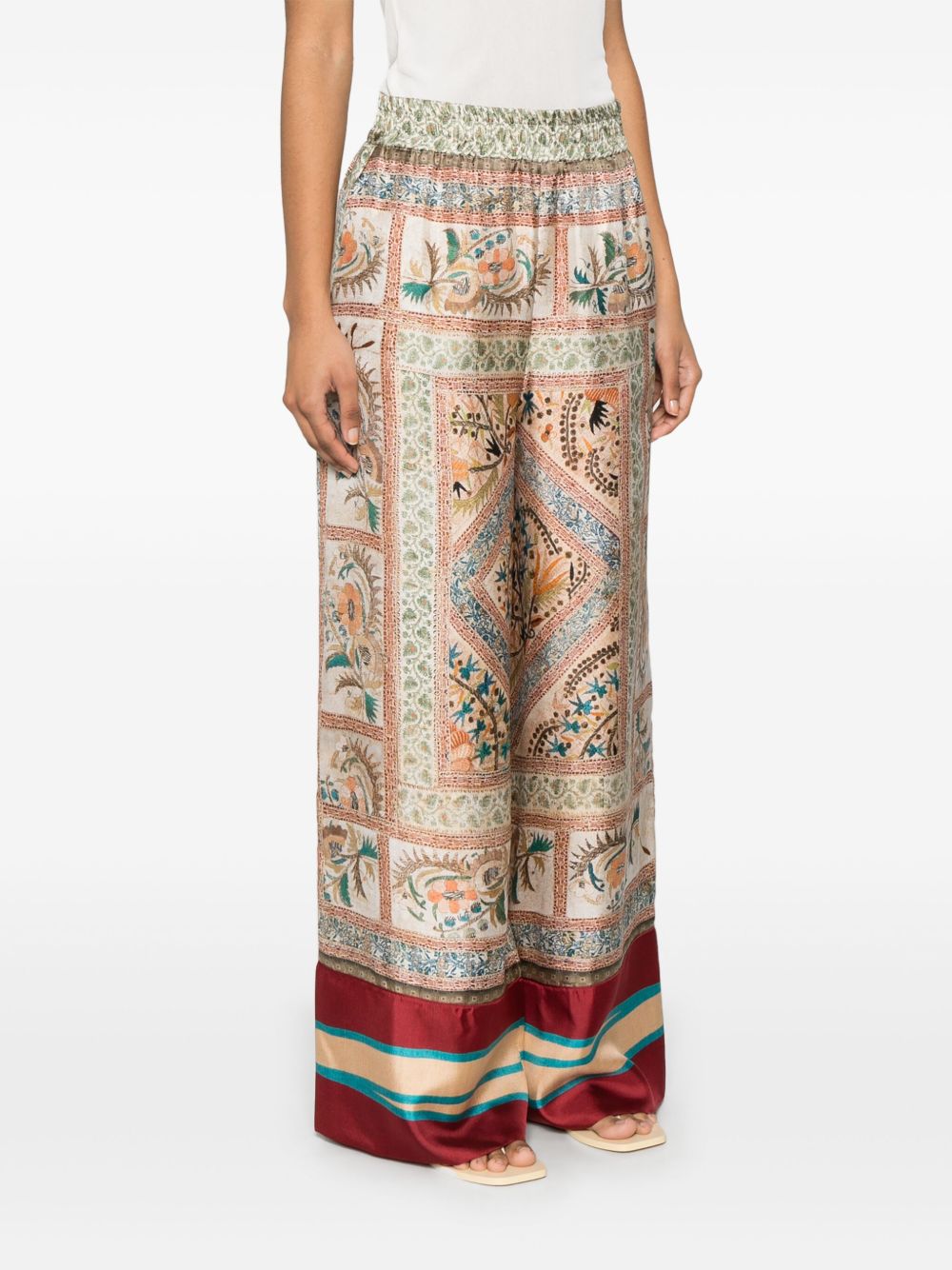 PIERRE LOUIS MASCIA Graphic Print Silk Trousers for Women