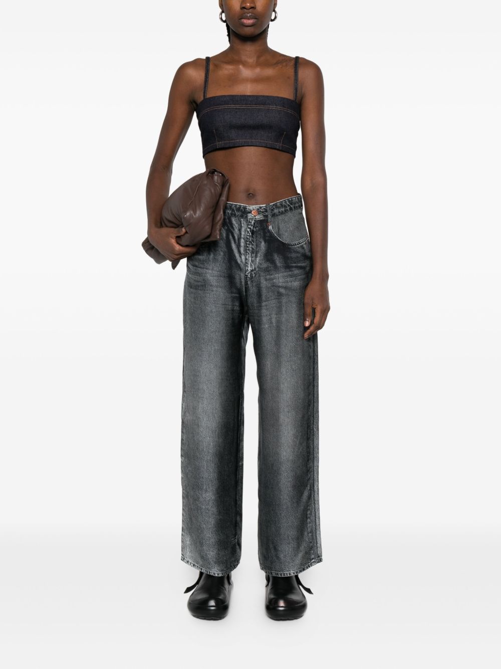 PIERRE LOUIS MASCIA Wide Leg High Waist Silk Trousers