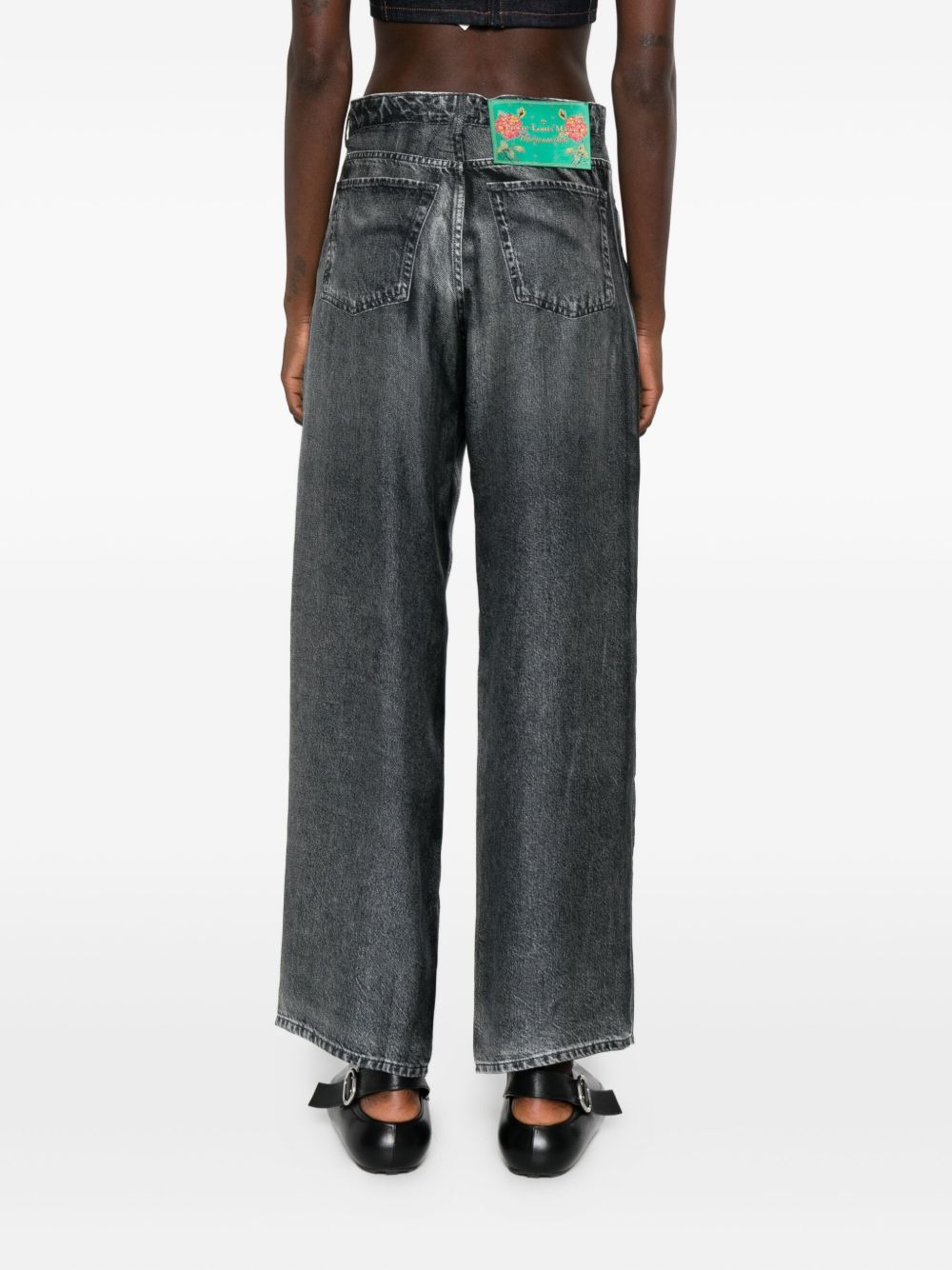 PIERRE LOUIS MASCIA Wide Leg High Waist Silk Trousers