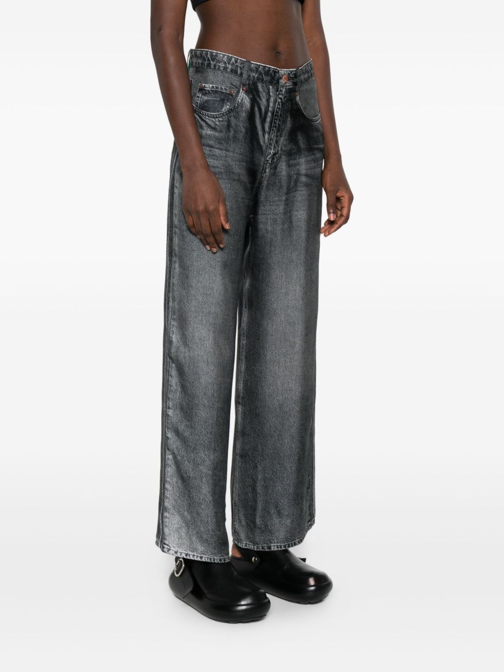 PIERRE LOUIS MASCIA Wide Leg High Waist Silk Trousers