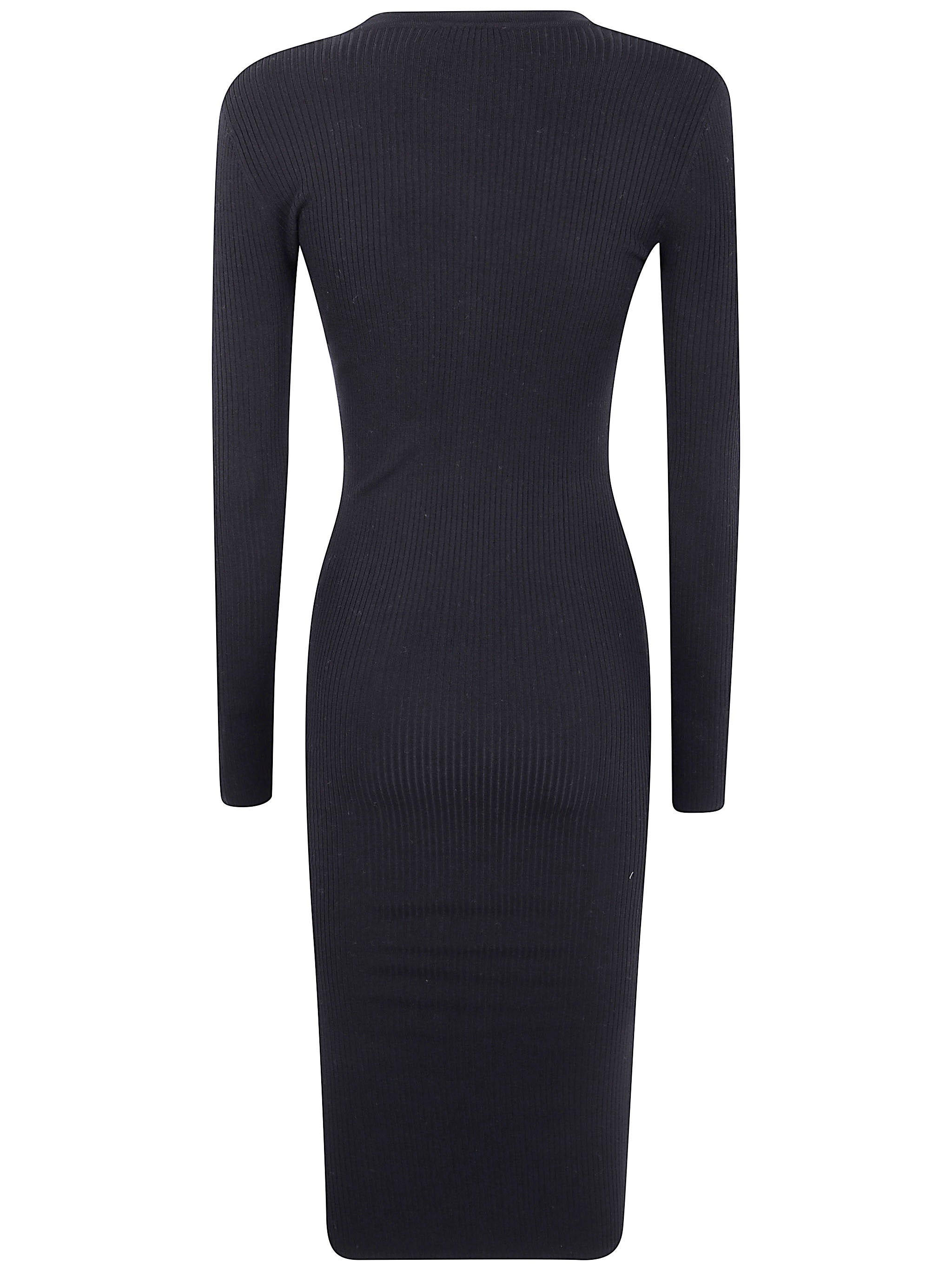 ELISABETTA FRANCHI Fitted Ribbed Midi Dress with Pocket