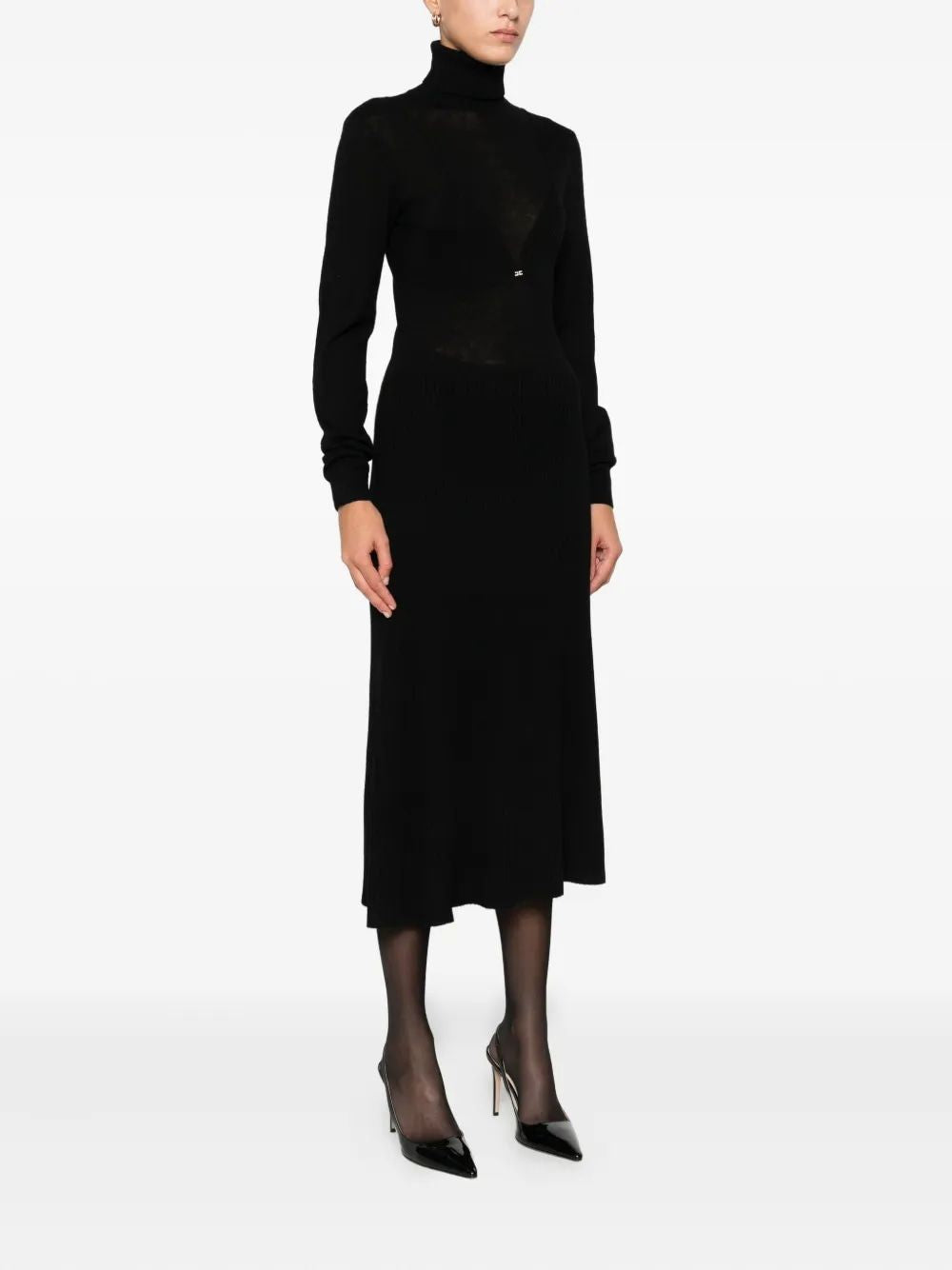 ELISABETTA FRANCHI High Neck Wool Blend Dress