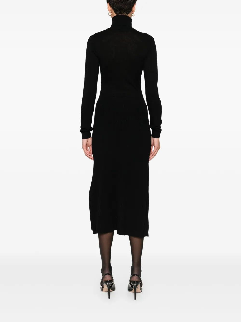 ELISABETTA FRANCHI High Neck Wool Blend Dress