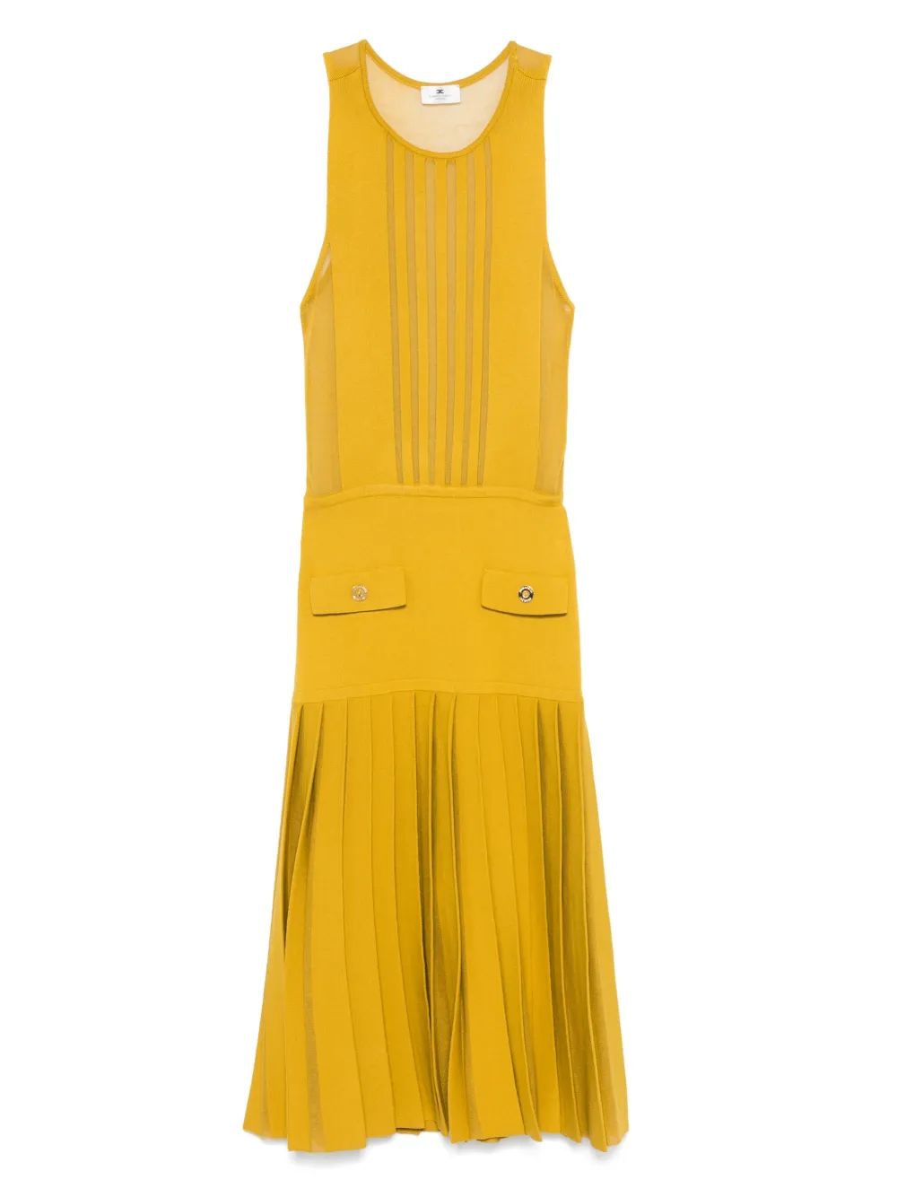 ELISABETTA FRANCHI Semi Sheer-Panel Knit Midi Dress