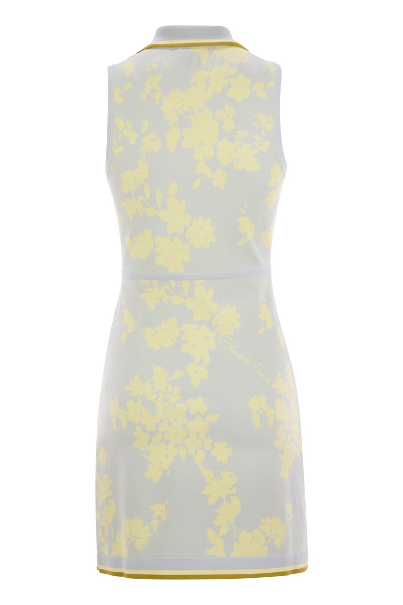 ELISABETTA FRANCHI Floral Jacquard Mini Dress with Ruffles