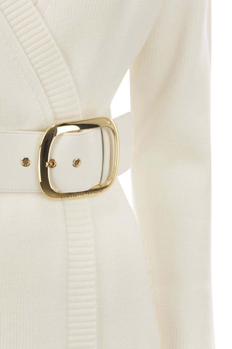 ELISABETTA FRANCHI Viscose Manteau Dress with Maxi Buckle - SS25